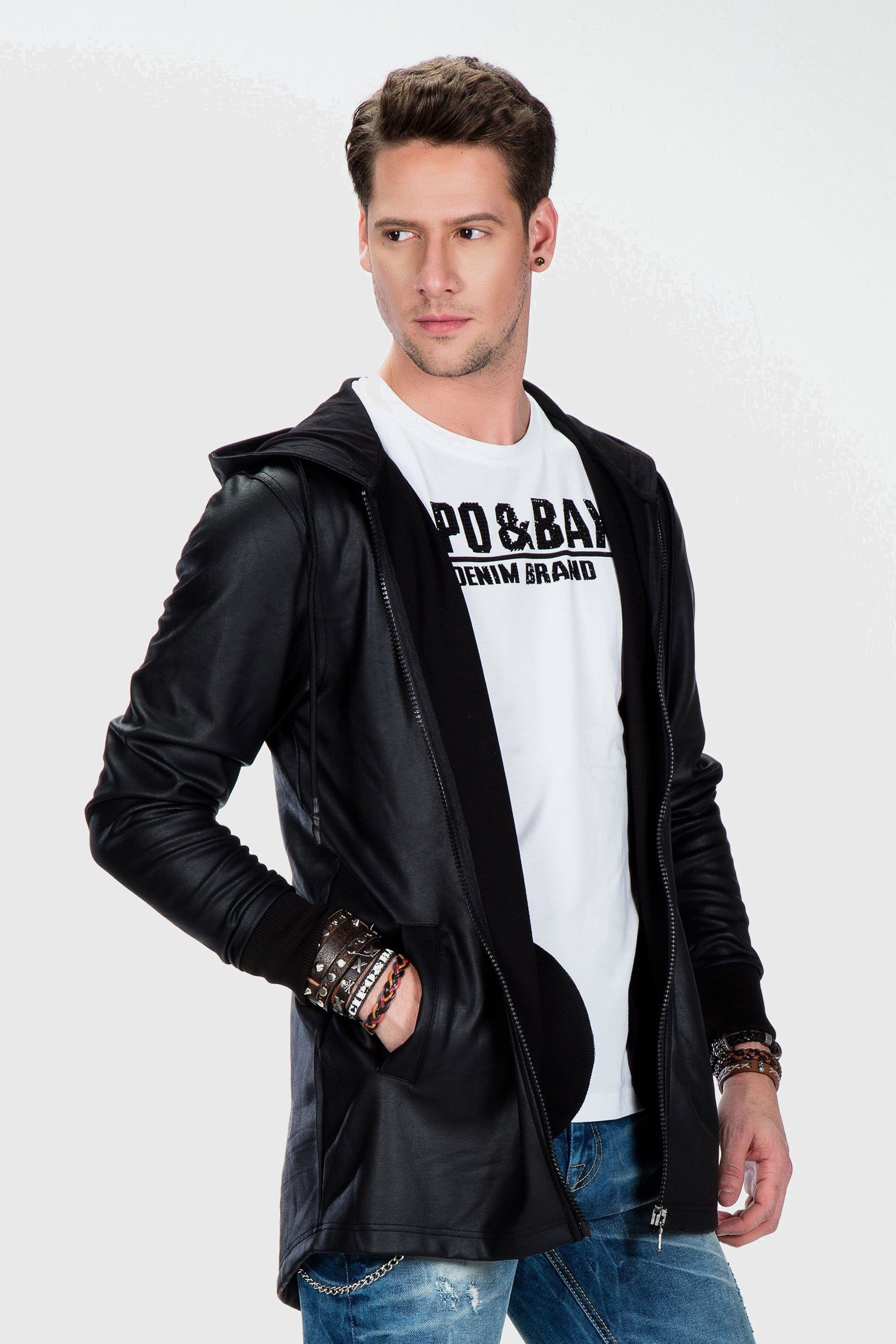 Cipo & Baxx Allwetterjacke Jacke im unifarbenen Look – Bild 5 von 5