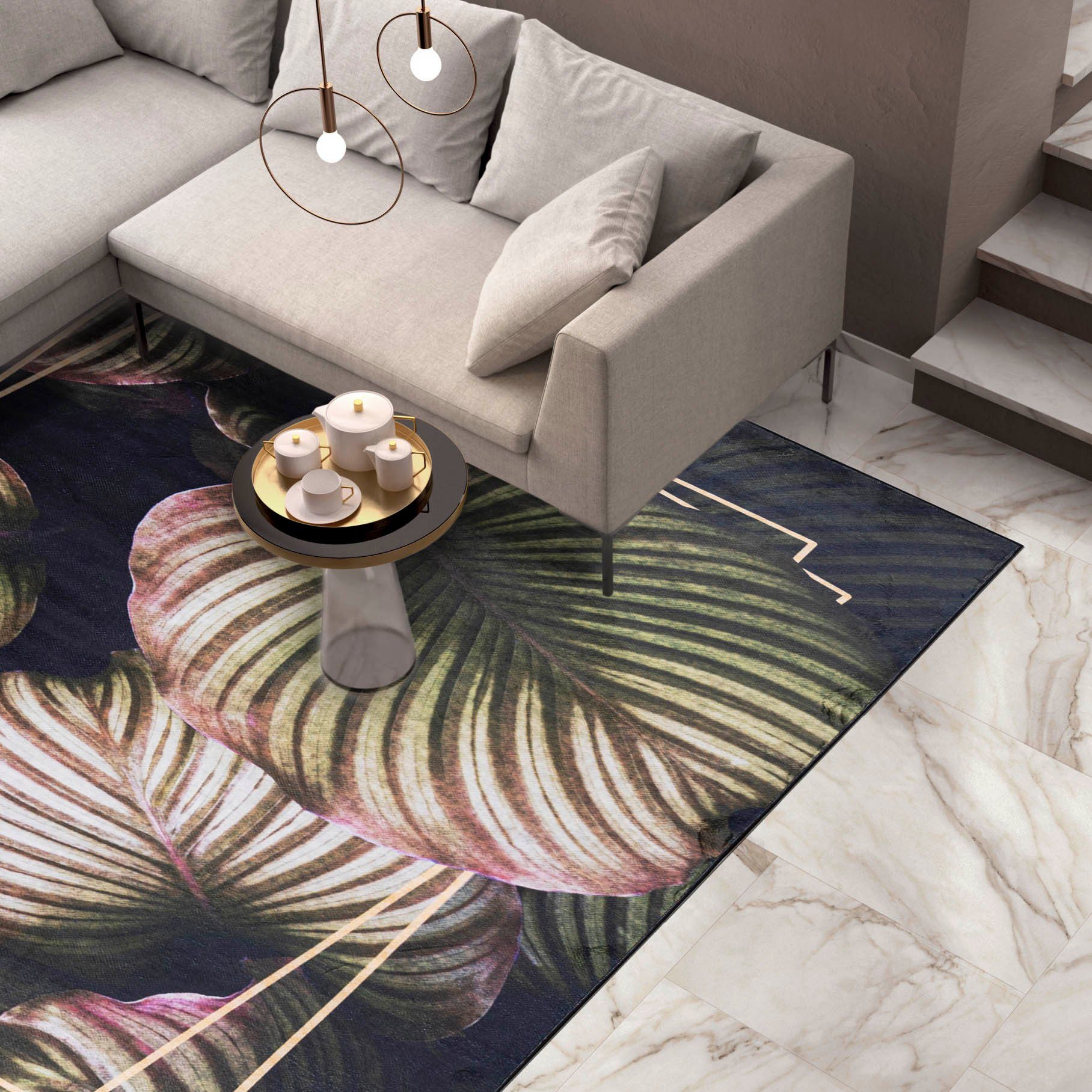 Mazovia Designteppich Modern Teppich Wohnzimmerteppich Monstera Blattmuster günstig online kaufen