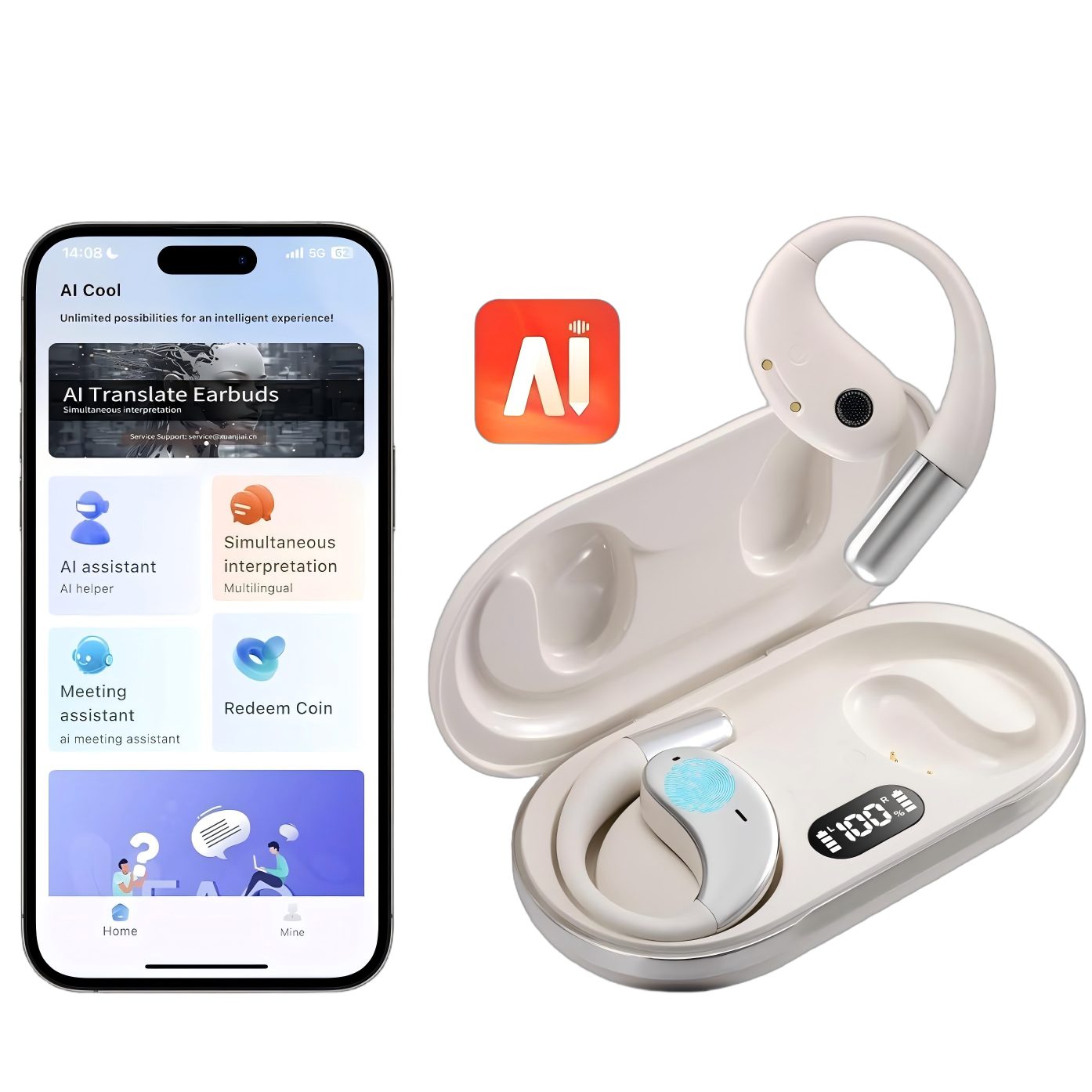 Forrlite In Ear Ohrhörer, Sprachübersetzer Kopfhörer AI Übersetzungskopfhörer Open-Ear-Kopfhörer (3-in-1 Sprachübersetzer Kopfhörer, Bluetooth 5.4 Sport-Kopfhörer, für Übung, Büro und Langzeitgebrauc, Bluetooth Kopfhörer)