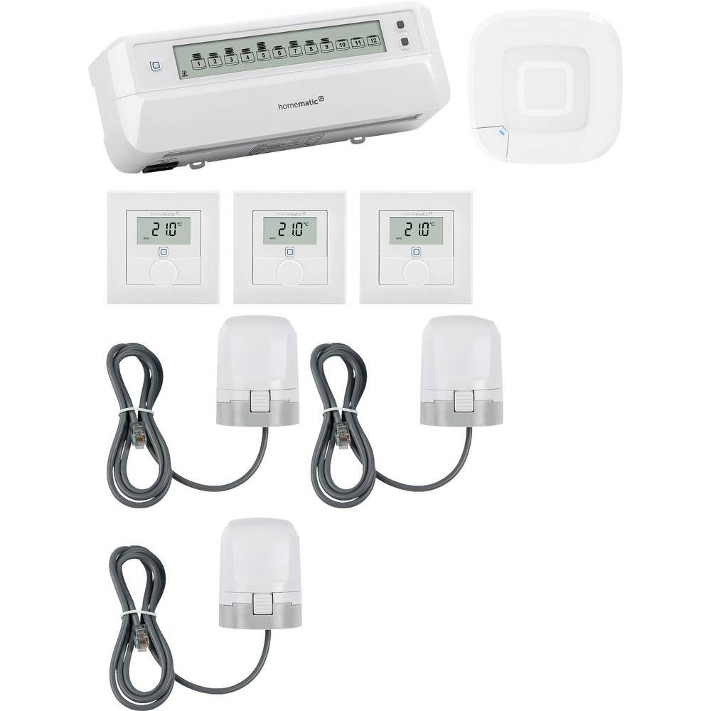 Homematic IP Starterkit Fußbodenheizung, Access Point, Stellantrieb, Wandthermostat Smart-Home Starter-Set