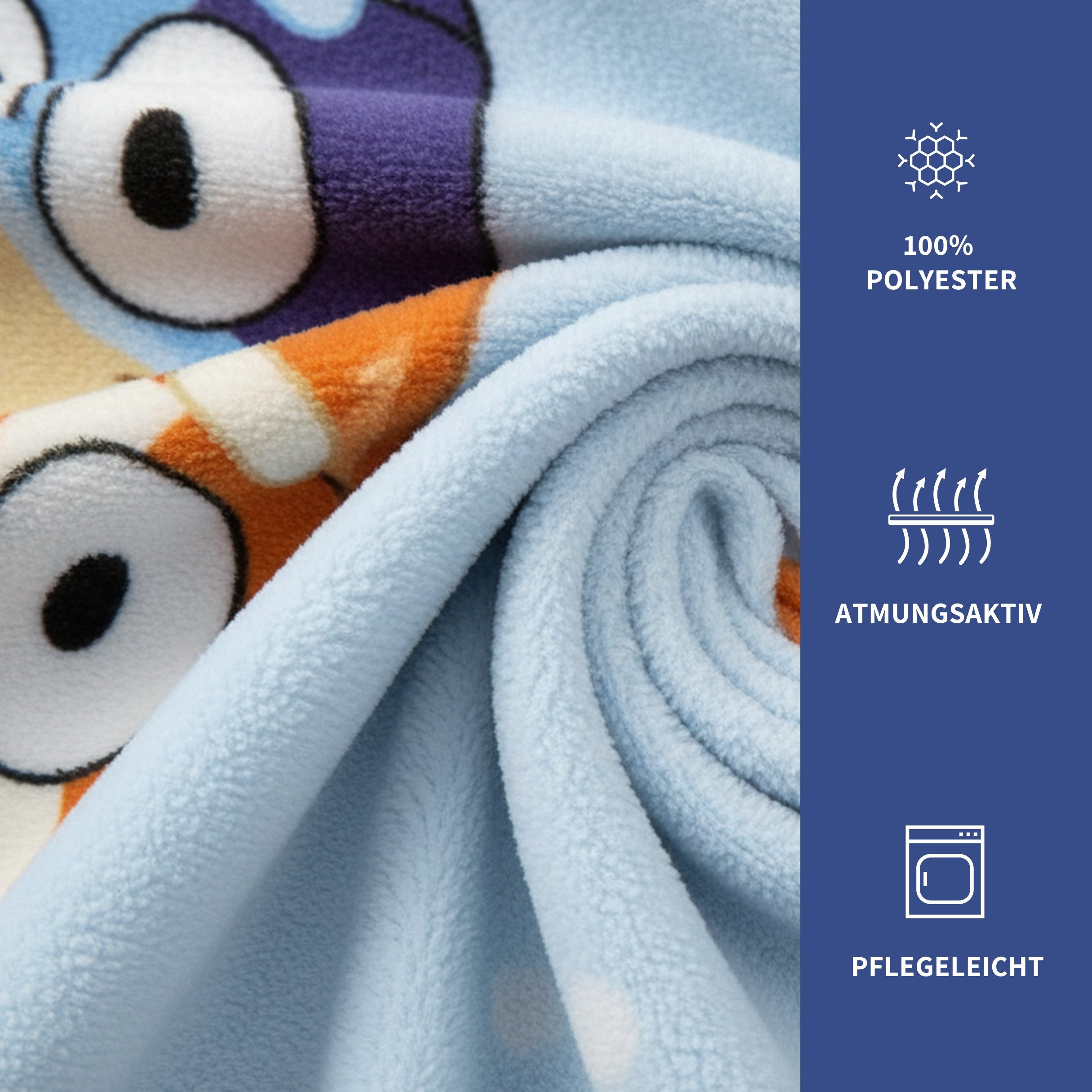 Kinderdecke Bluey & Bingo flauschige Kuscheldecke für Kinder mit Bluey Motiv, MTOnlinehandel, Superweiche Fleecedecke für gemütliche Kuschelmomente – Bild 3 von 5