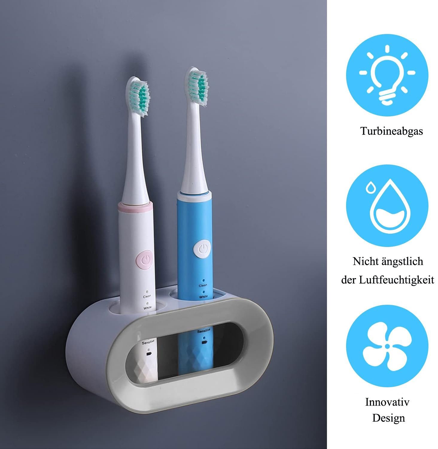 Zyronn Zahnbürstenhalter Universal Zahnbürstenhalter 2er Set, Wand befestigter, (2-St), Zahnbürstenhalter, Ohne Bohren Halterung Elektrische Zahnbürste