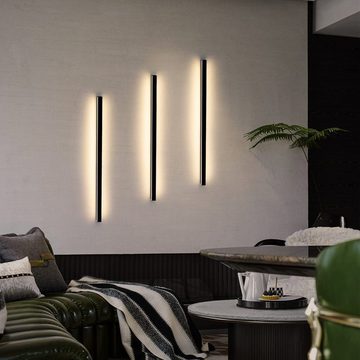ZMH LED Wandleuchte Beleuchtung Innen Modern 27W Flur Schwarz Schlafzimmer, LED fest integriert, 3000K warmweiß, 80cm