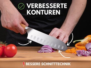 Hannah's Homebrand Santokumesser rostfreies Santokumesser & Sushi Messer aus Olivenholz, verblüffend scharf, rostfrei und langlebig (18 cm Klinge)