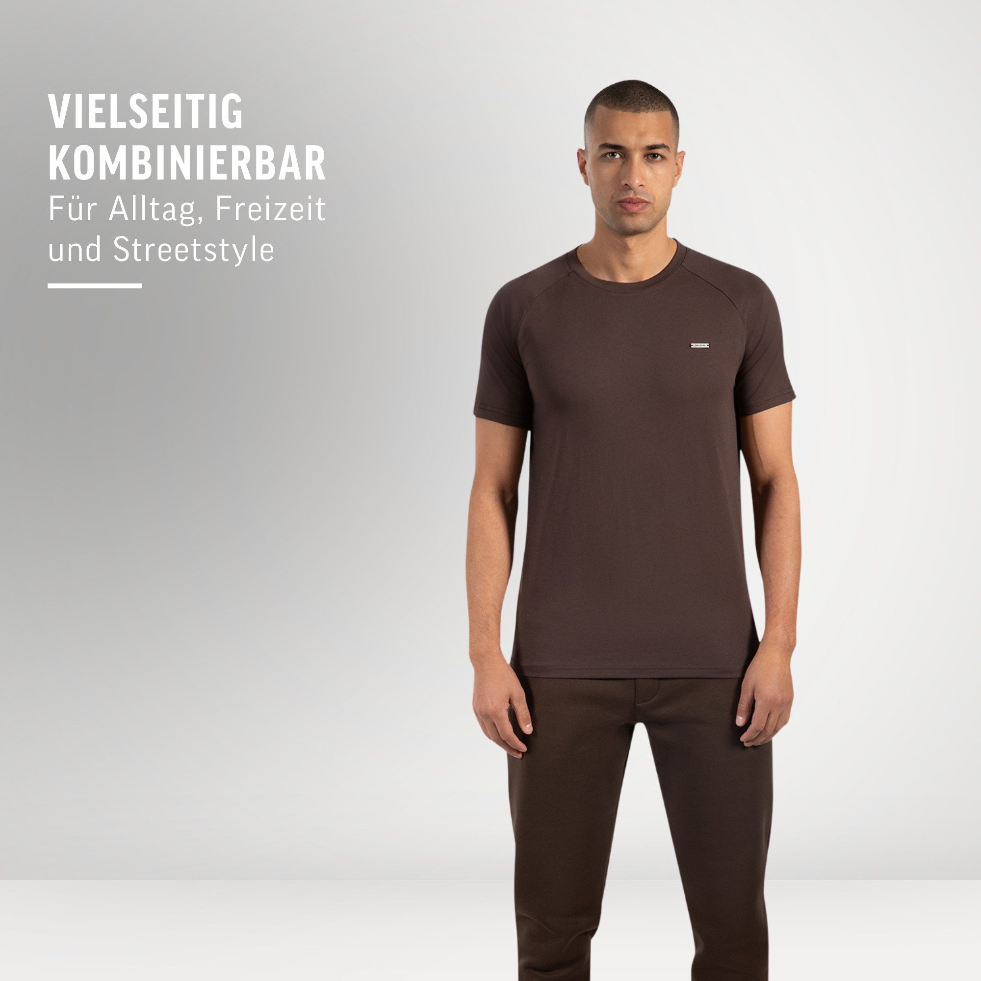 Smilodox T-Shirt Thilo, Schlichtes Shirt, Metallabel, Hochwertigs Kurzarmshirt, zeitlos Allrounder mit modernem Detail Vielseitig kombinierbar Alltag Freizeit