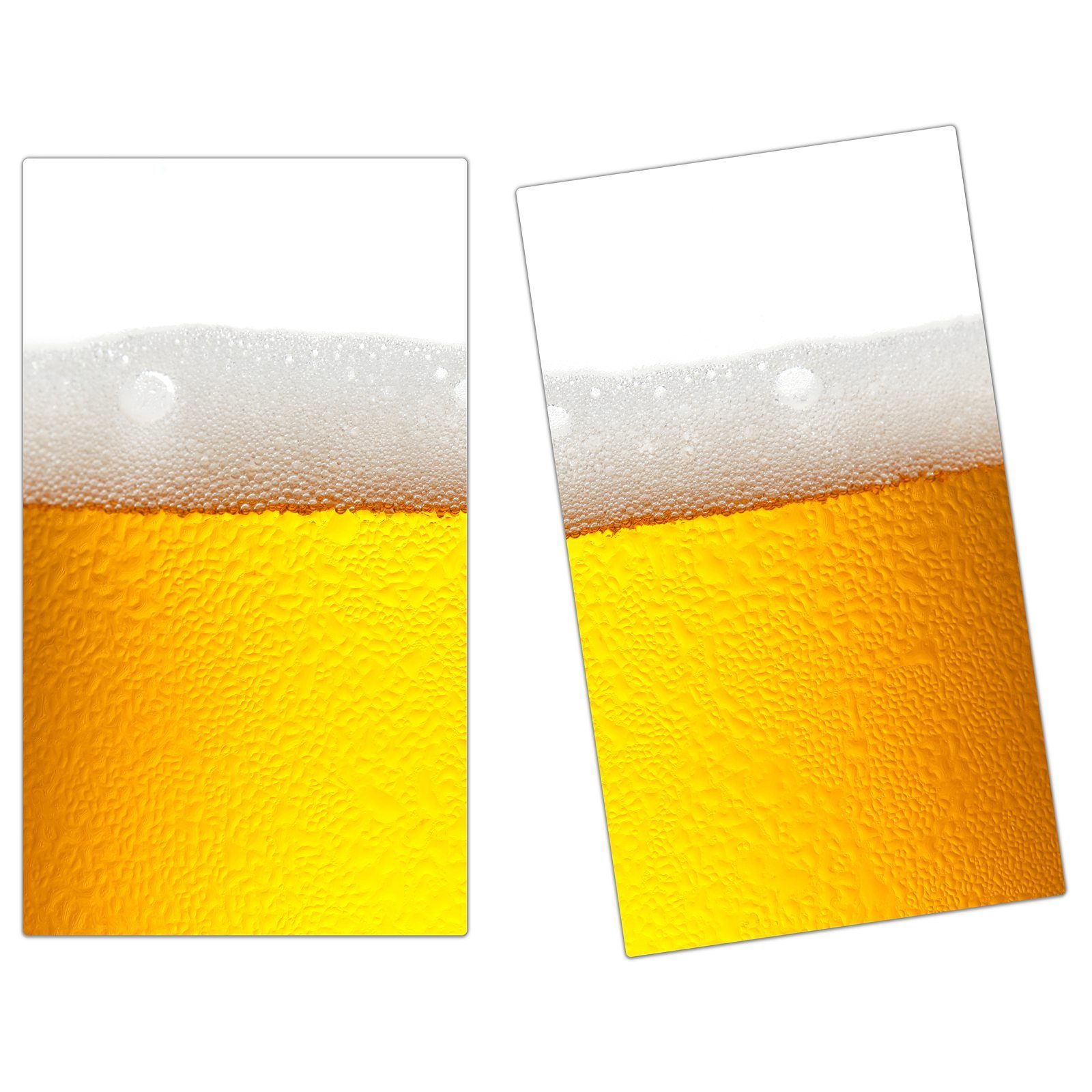 Herdabdeckplatte Glas, Primedeco Spritzschutz (2 Bier, Herd-Abdeckplatte Glas Glas tlg) aus