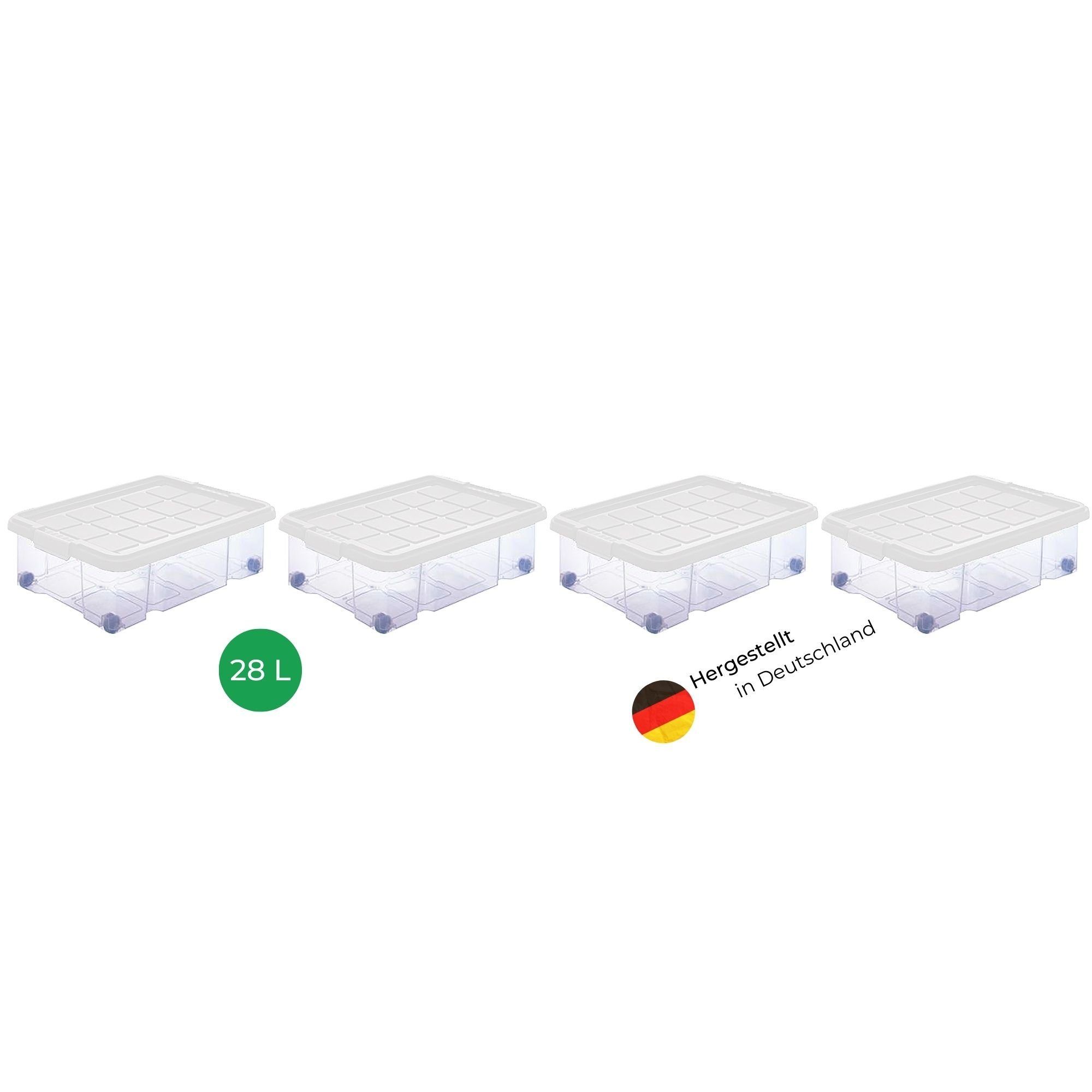 Novaliv Aufbewahrungsbox - (4 St), 4x Aufbewahrungsbox, 4x Deckel, 16x Rollen