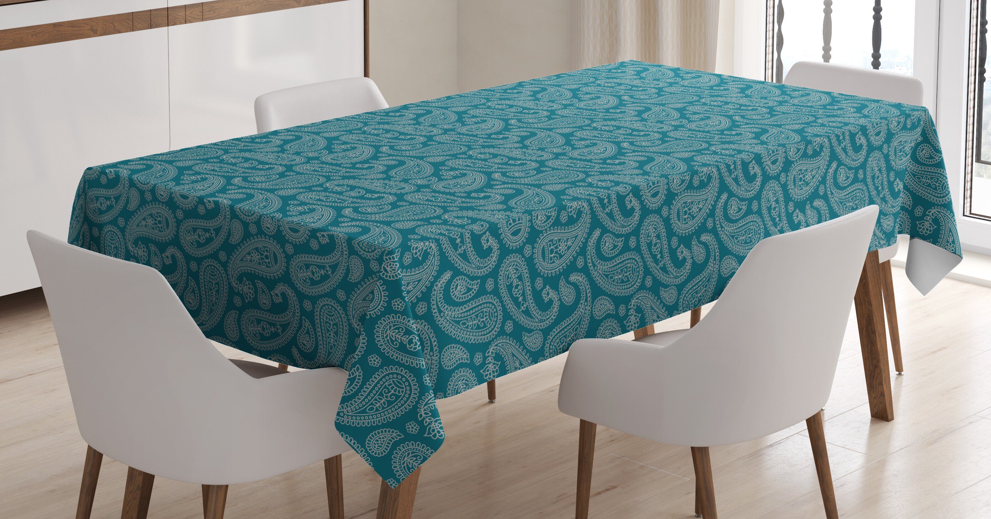 Blau Außen Tischdecke den geeignet Für Blätter Waschbar Klare Zusammenfassung Farben, Abakuhaus Ethnisch Farbfest Bereich