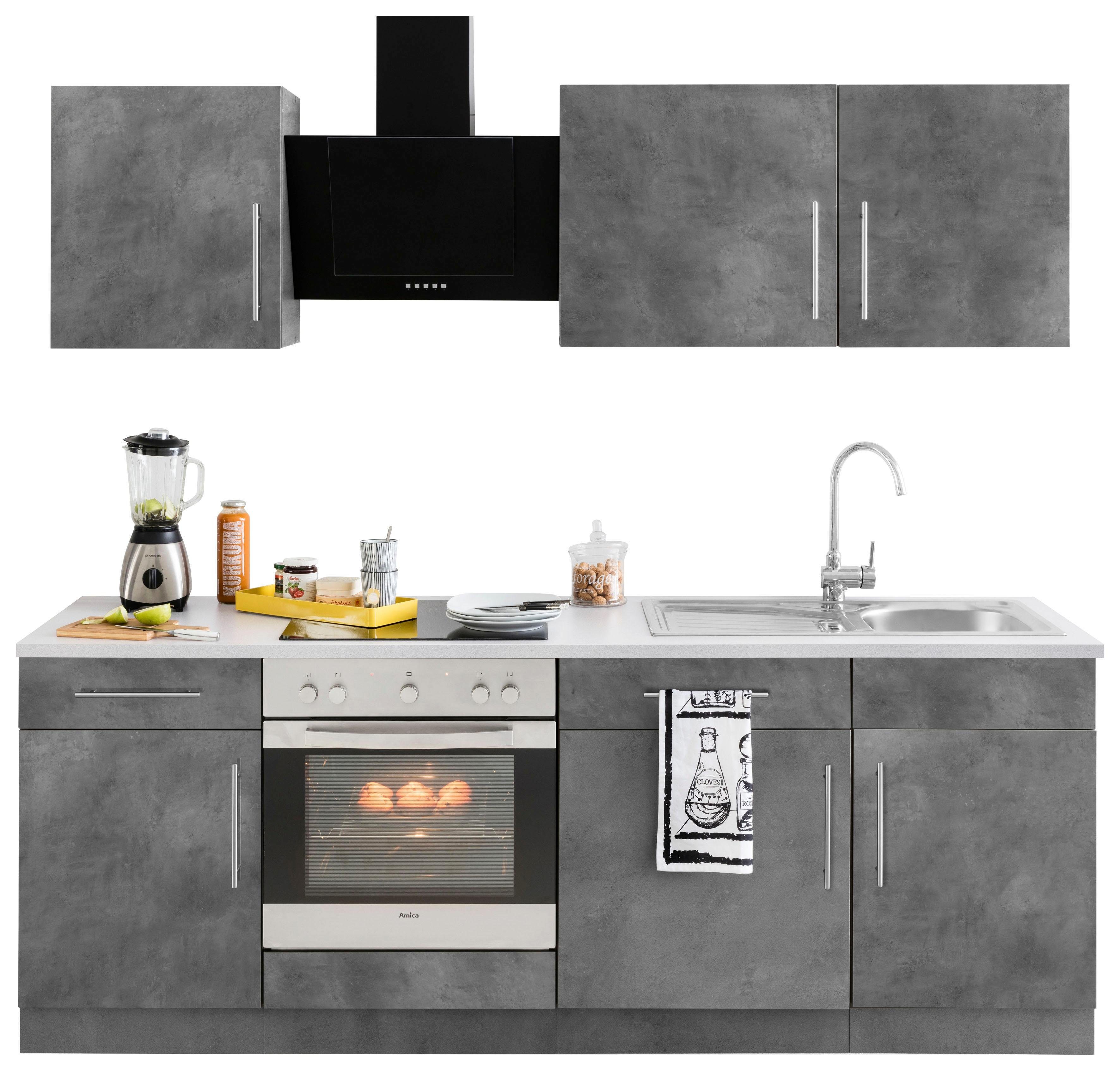 wiho Küchen Küchenzeile Cali, mit E-Geräten, Breite 220 cm mit Metallgriffe günstig online kaufen