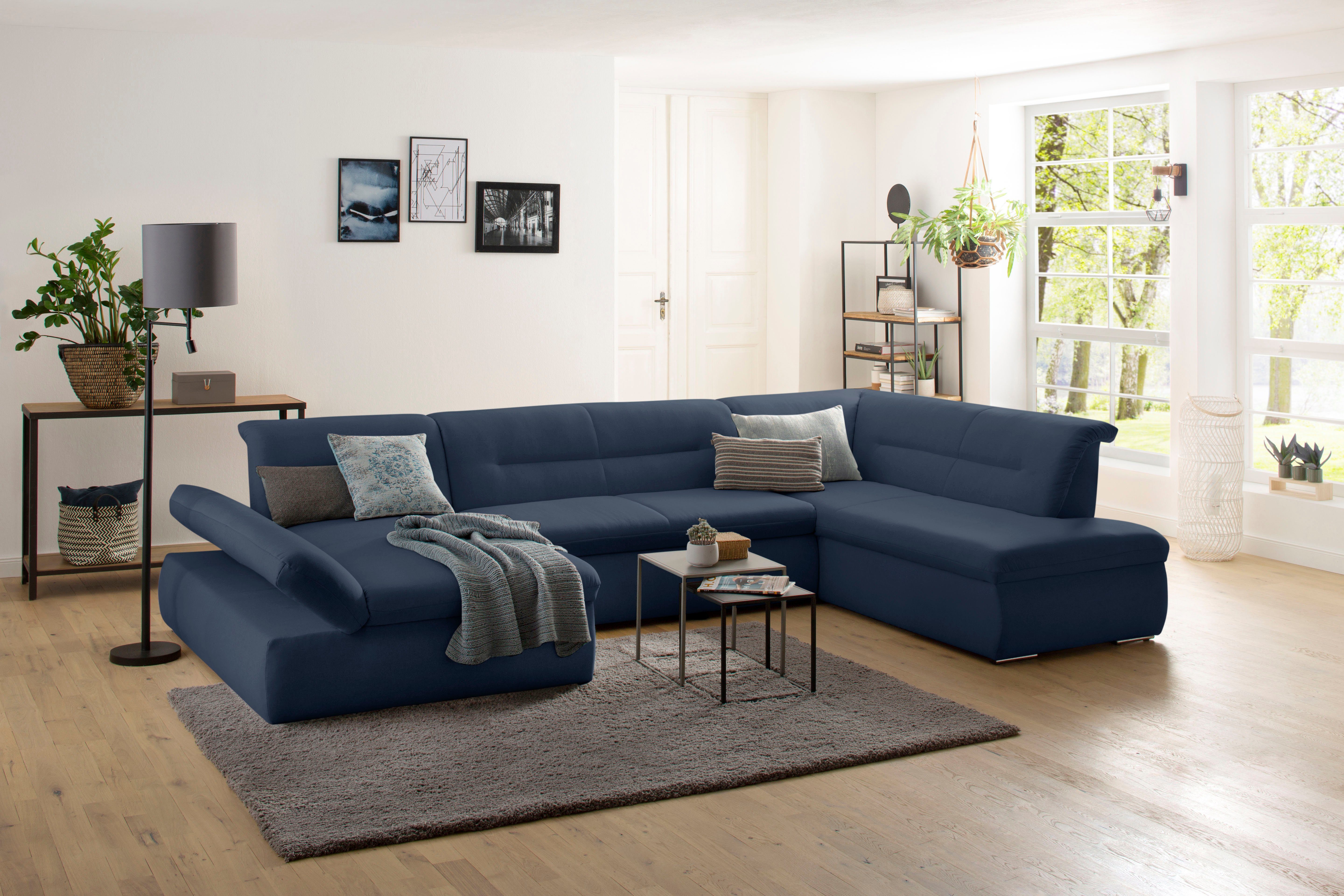 Home affaire Wohnlandschaft Avesa U-Form, Wahlweise mit Armteilverstellung und Bettfunktion, B/T/H: 355/216/80cm