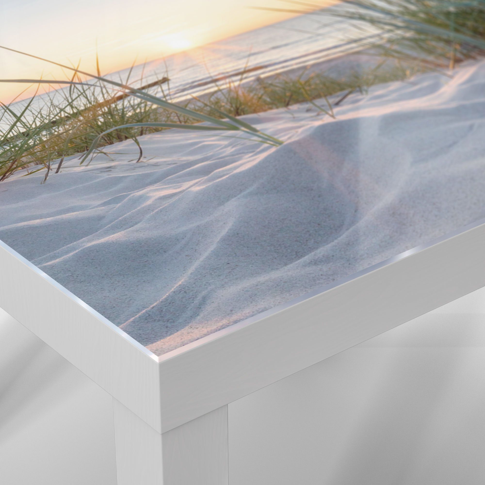 Couchtisch 'Ostsee Sonnenuntergang', DEQORI Weiß Glastisch Beistelltisch Glas modern