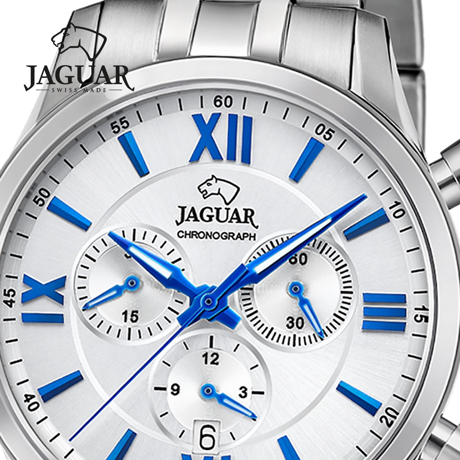 JAGUAR Quarzuhr Jaguar Herrenuhr Edelstahl silber Jaguar, (Analoguhr), Herren Armbanduhr rund, Edelstahlarmband silber