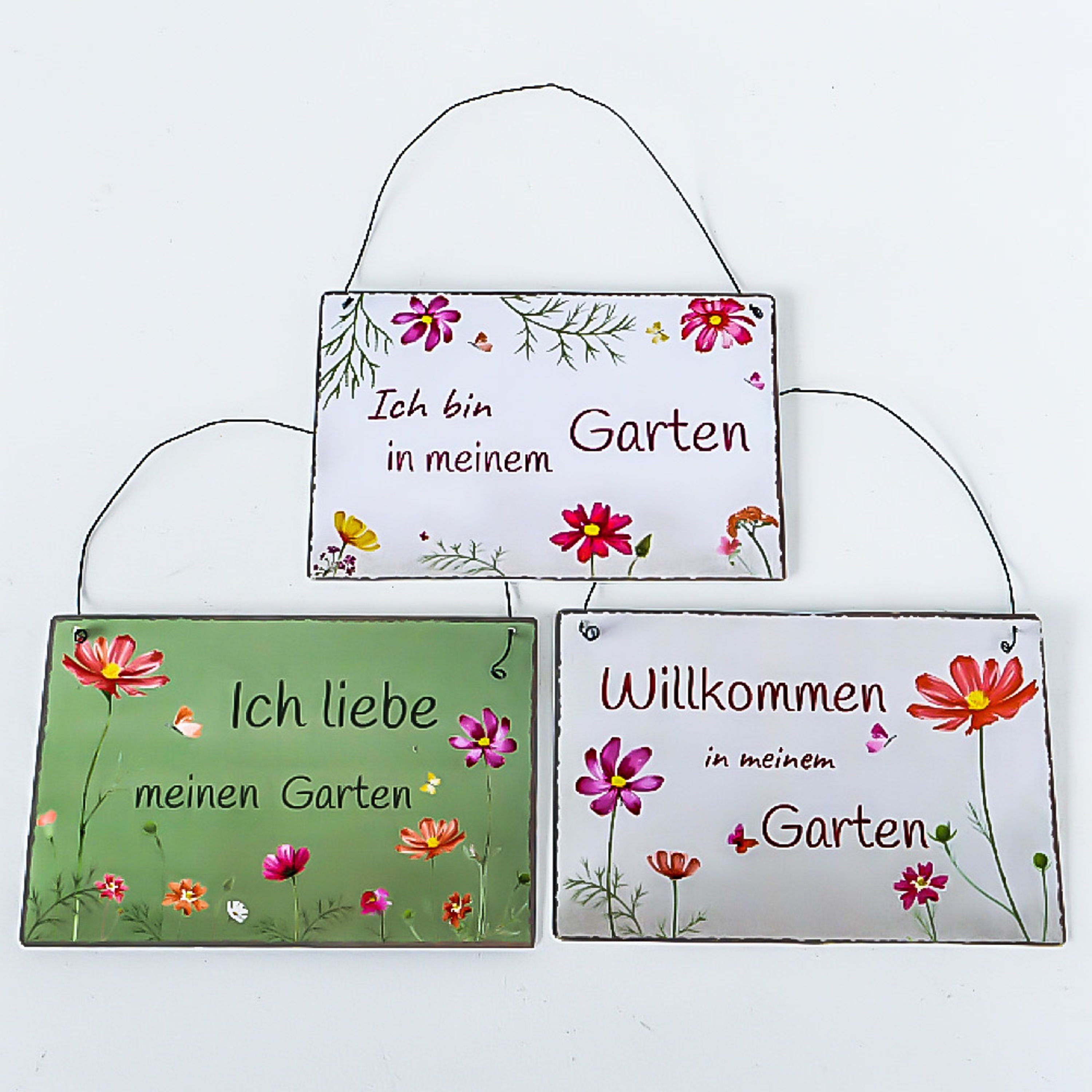 BOLTZE Metallbild, 3tlg Set Metallschilder, Motto „ MEIN GARTEN