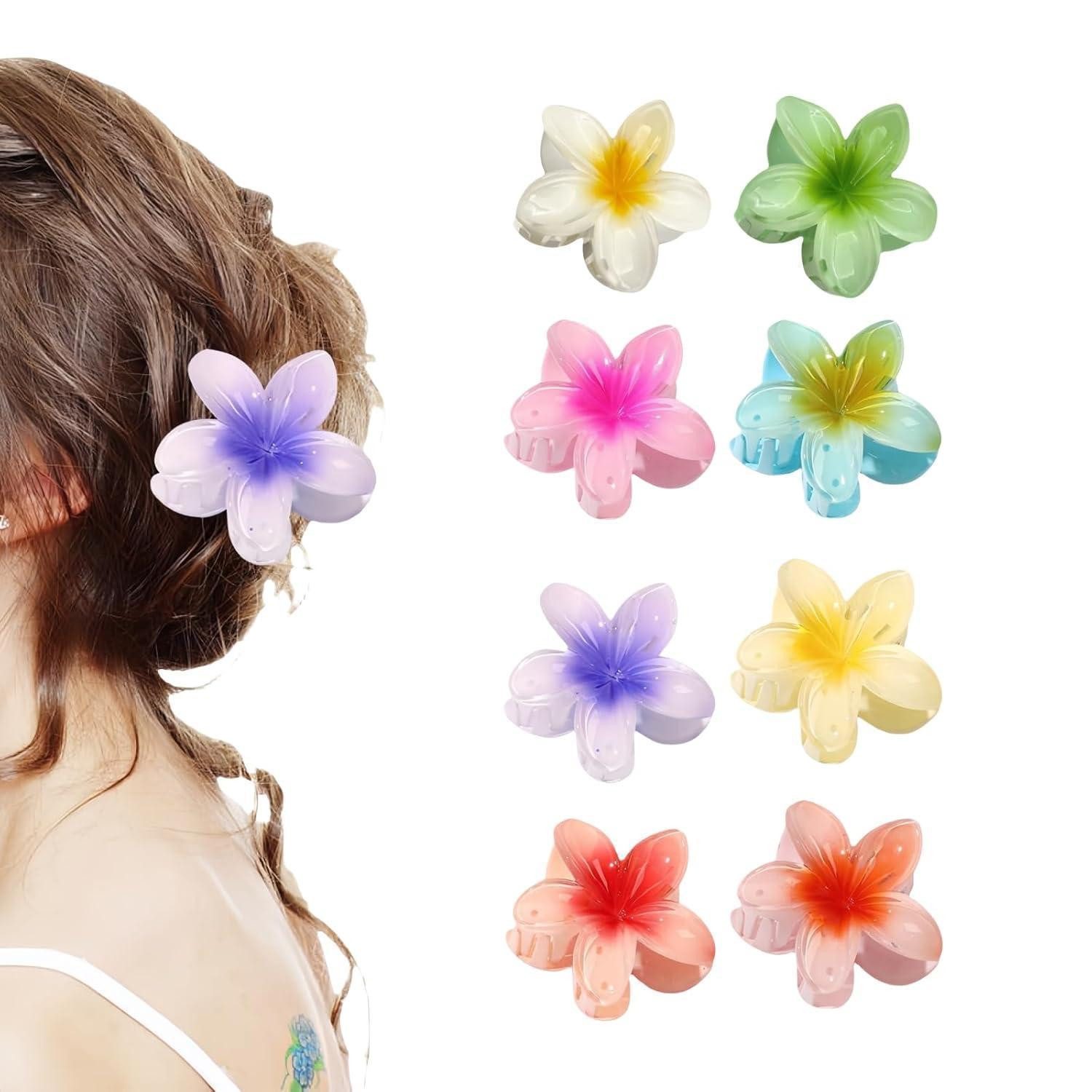 Aucuu Haarklammer Blumen-Haarklammern 8 Stück Acryl Flower Hair Clips Hawaii Haarspangen