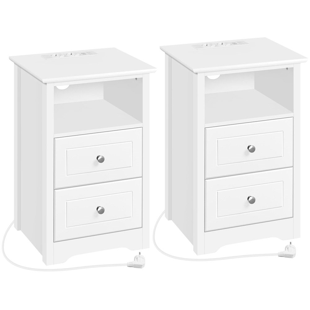 Yaheetech Nachttisch (2-St), Beistelltisch mit Steckdose & USB-Anschlüsse N günstig online kaufen