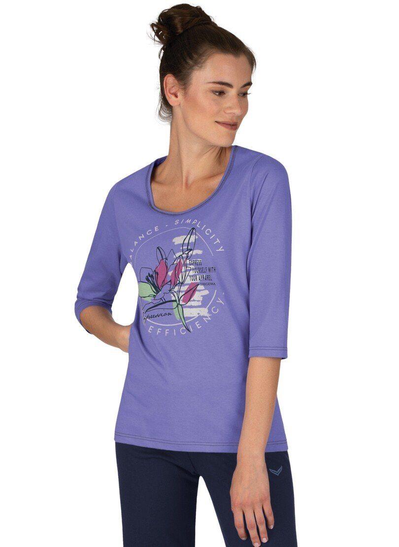 Trigema Schlafanzug TRIGEMA Langarm Print mit Schlafshirt floralem