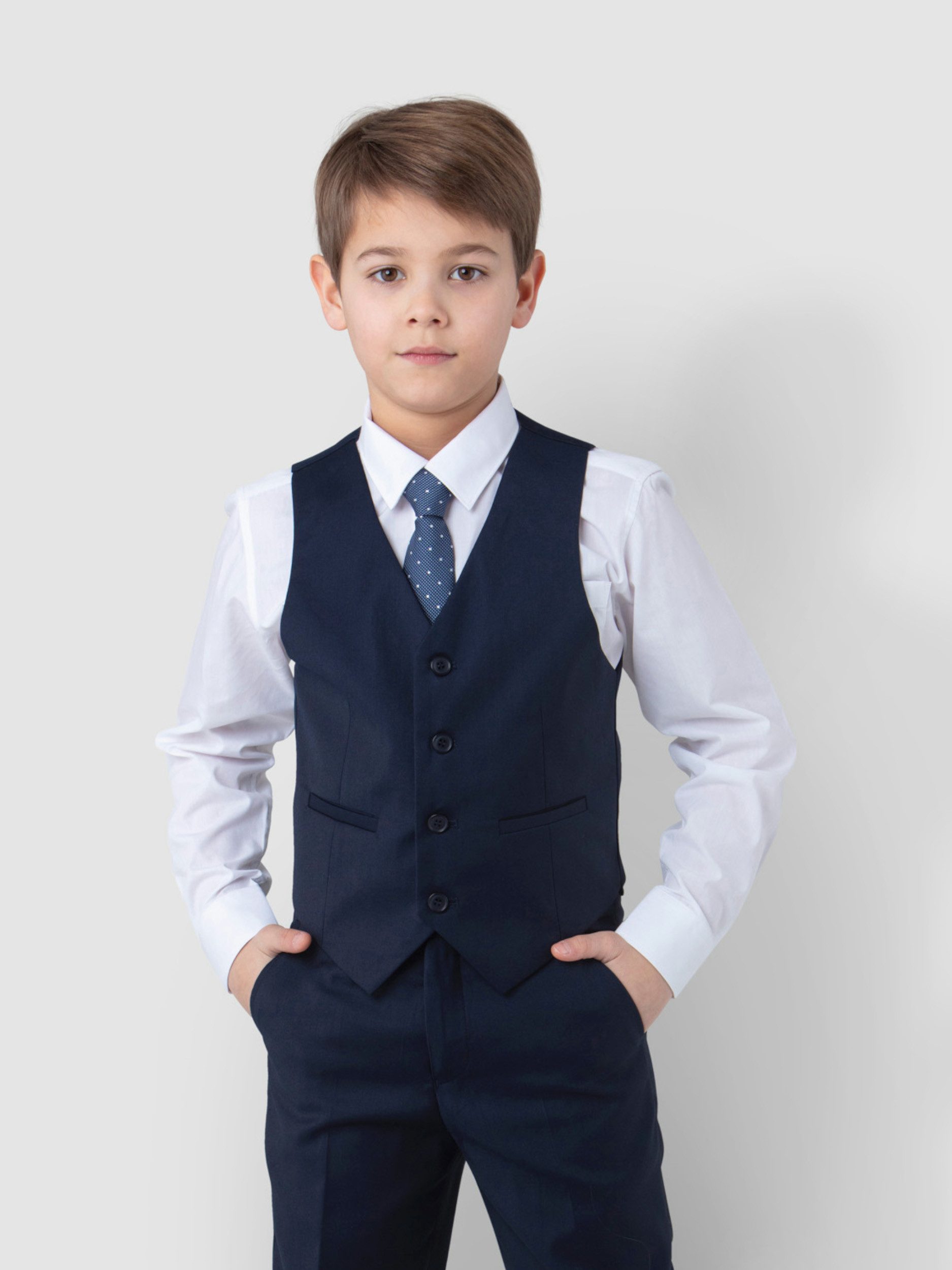 SANDER STELLAN Kinderanzug Luxuriöser Jungen Anzug Kommunionanzug 4-teilig blau festlich, elegant