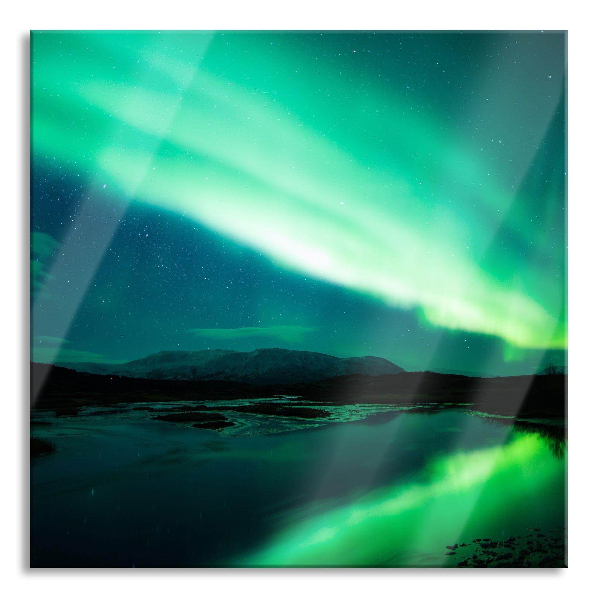 Pixxprint Glasbild Polarlichter in Skandinavien, Polarlichter in Skandinavien (1 St), Glasbild aus Echtglas, inkl. Aufhängungen und Abstandshalter