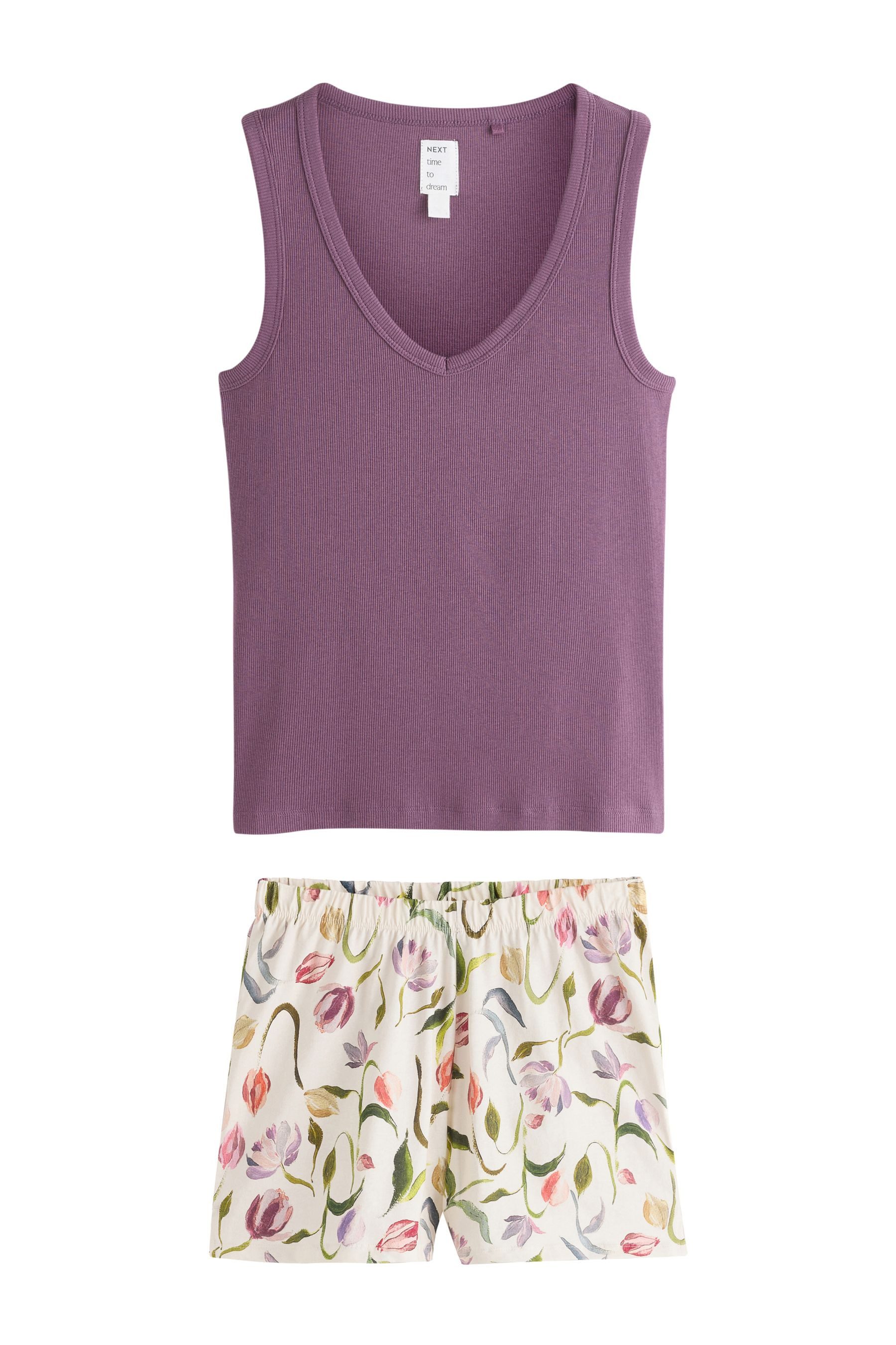 Pyjama Schlafanzug mit geripptem Trägertop und Shorts