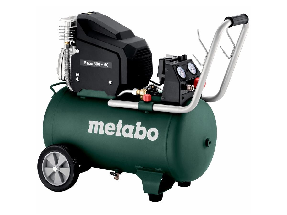 metabo Kompressor Basic 300-50, 1800 W, max. 10 bar, 50 l, 3-tlg., 1,8 Kw Leistung, 10 bar Betriebsdruck, 50 l Kesselvolumen