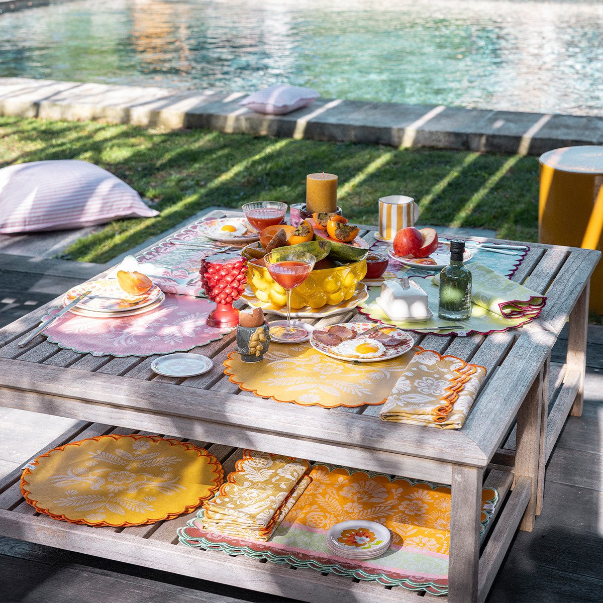 Le Jacquard Francais Platzset Beschichtete Tischsets (2x Set) Alegria Sunset Ø 38 cm, (Set, 2-St), beschichtet