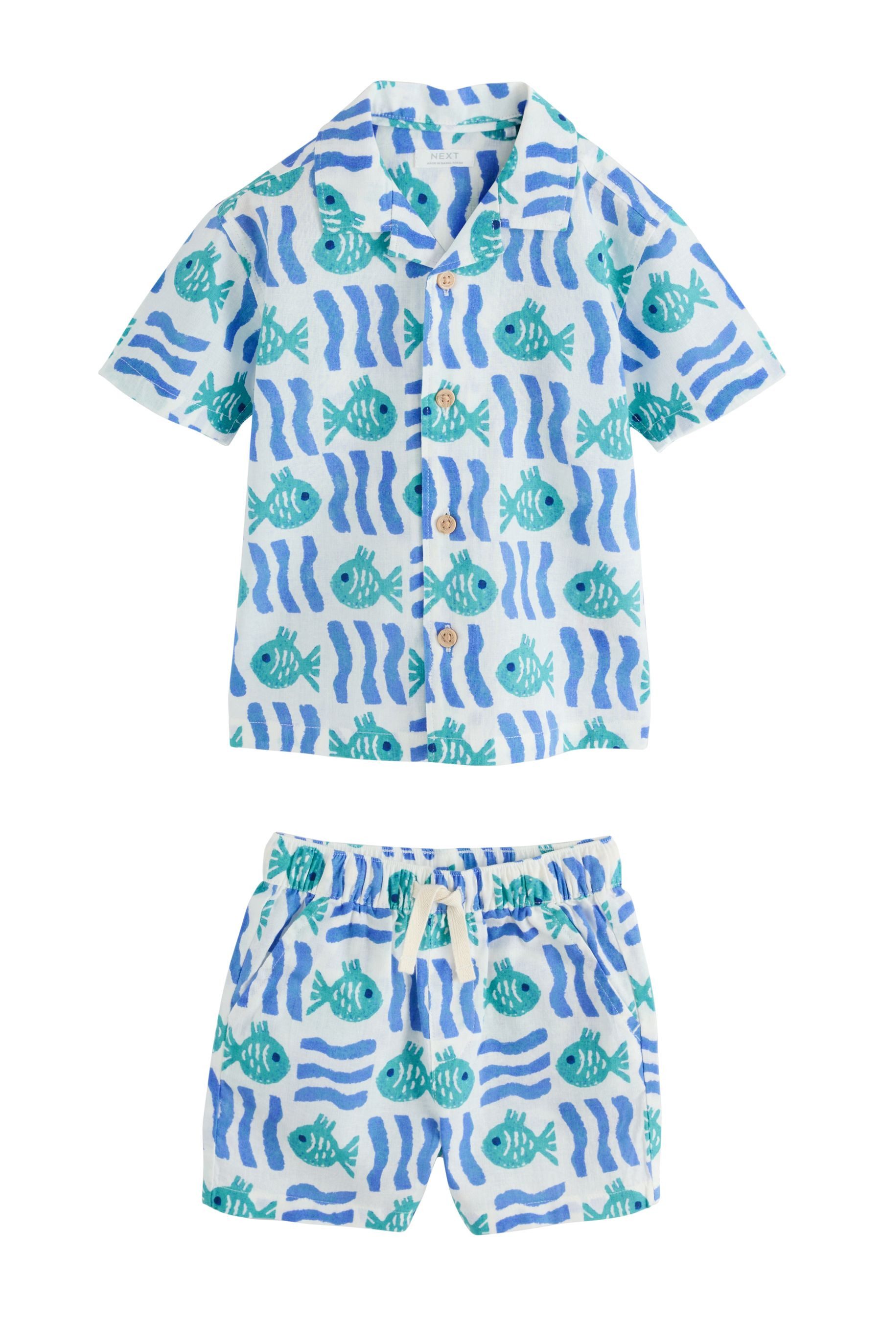 Hemd & Hose Kurzarmhemd mit Reverskragen und Shorts im Set