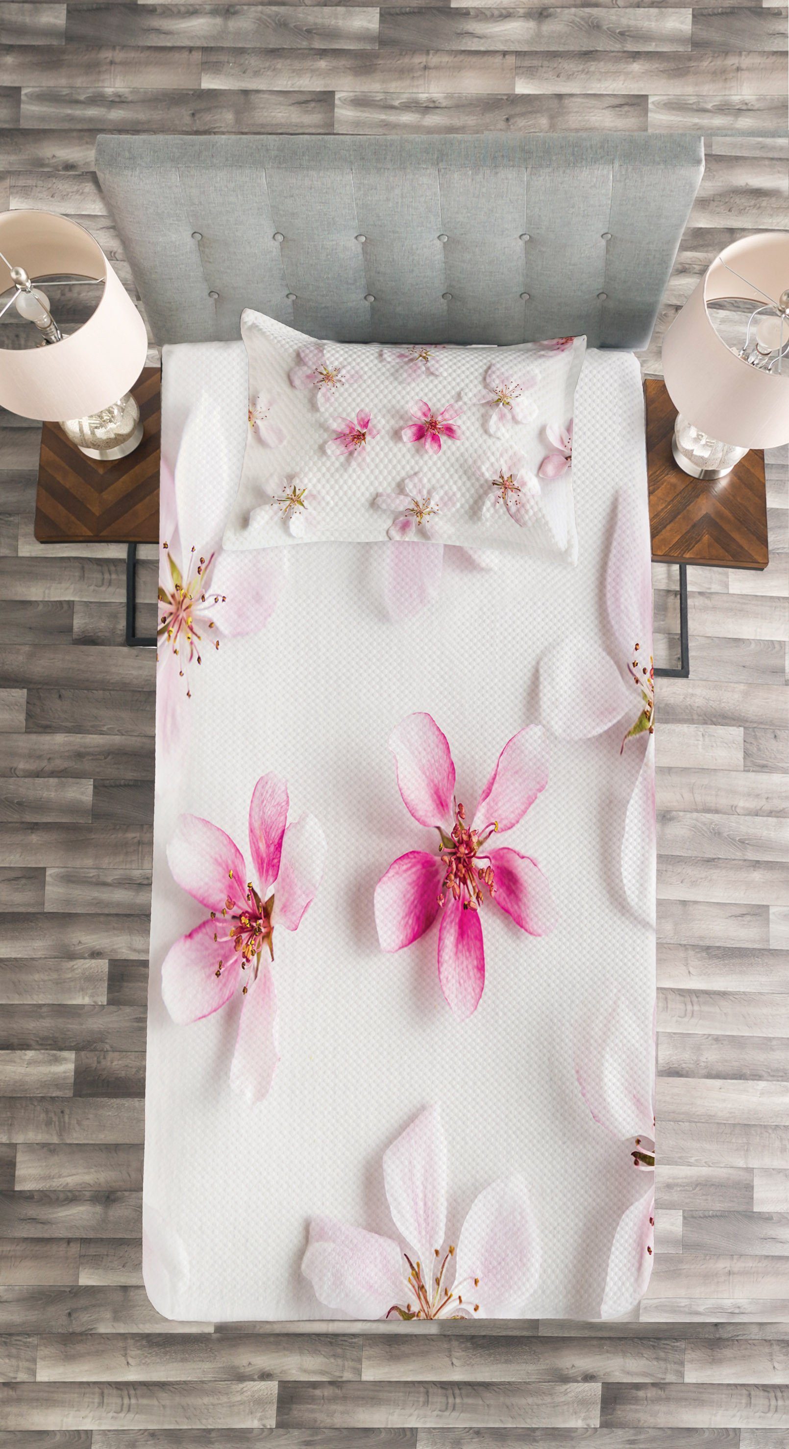 Sakura Abakuhaus, Kissenbezügen Set Waschbar, Petals Liebe Tagesdecke mit Mandelblüte