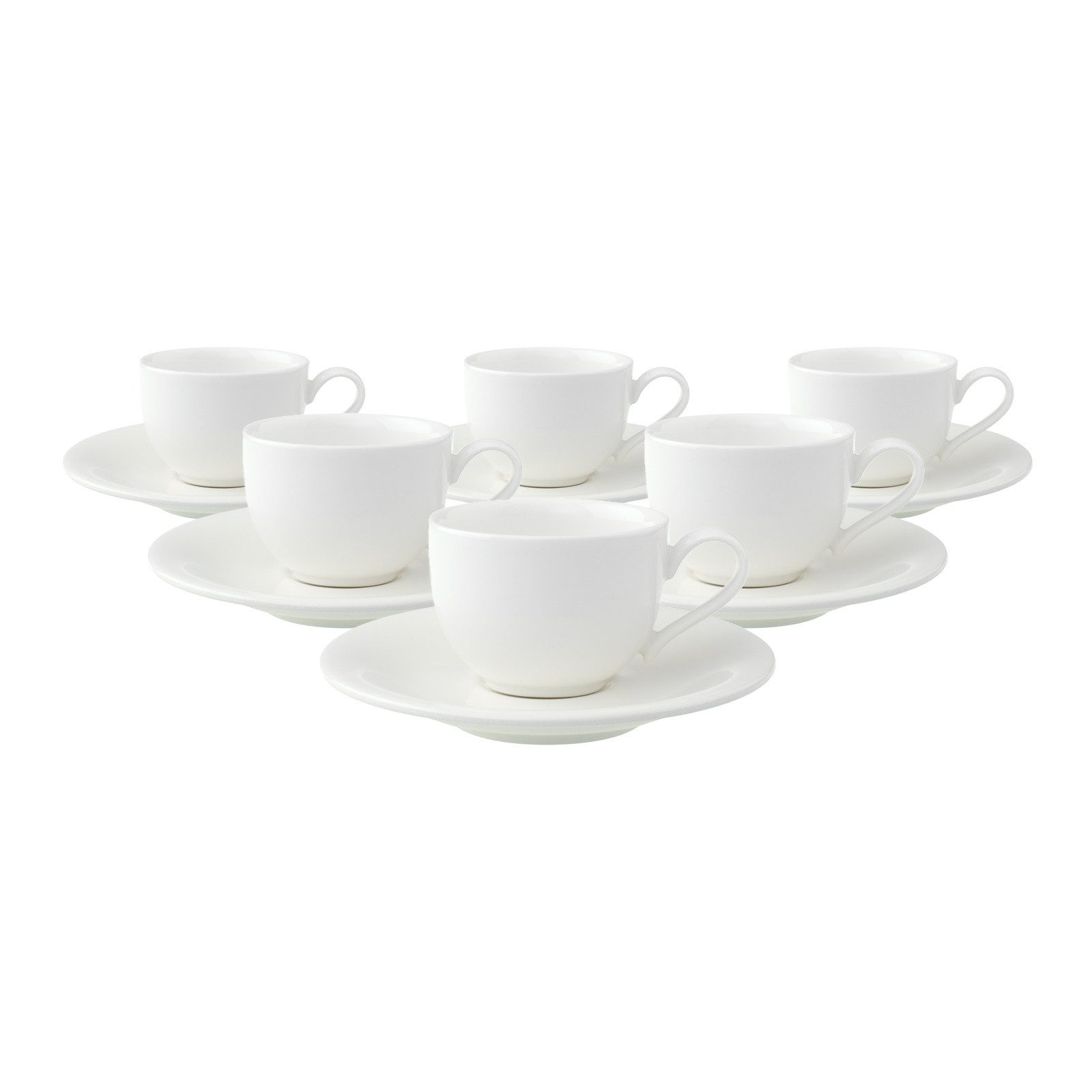 Villeroy & Boch Tasse New Cottage Basic Espressotassen mit Untertassen, 6-tlg., Porzellan