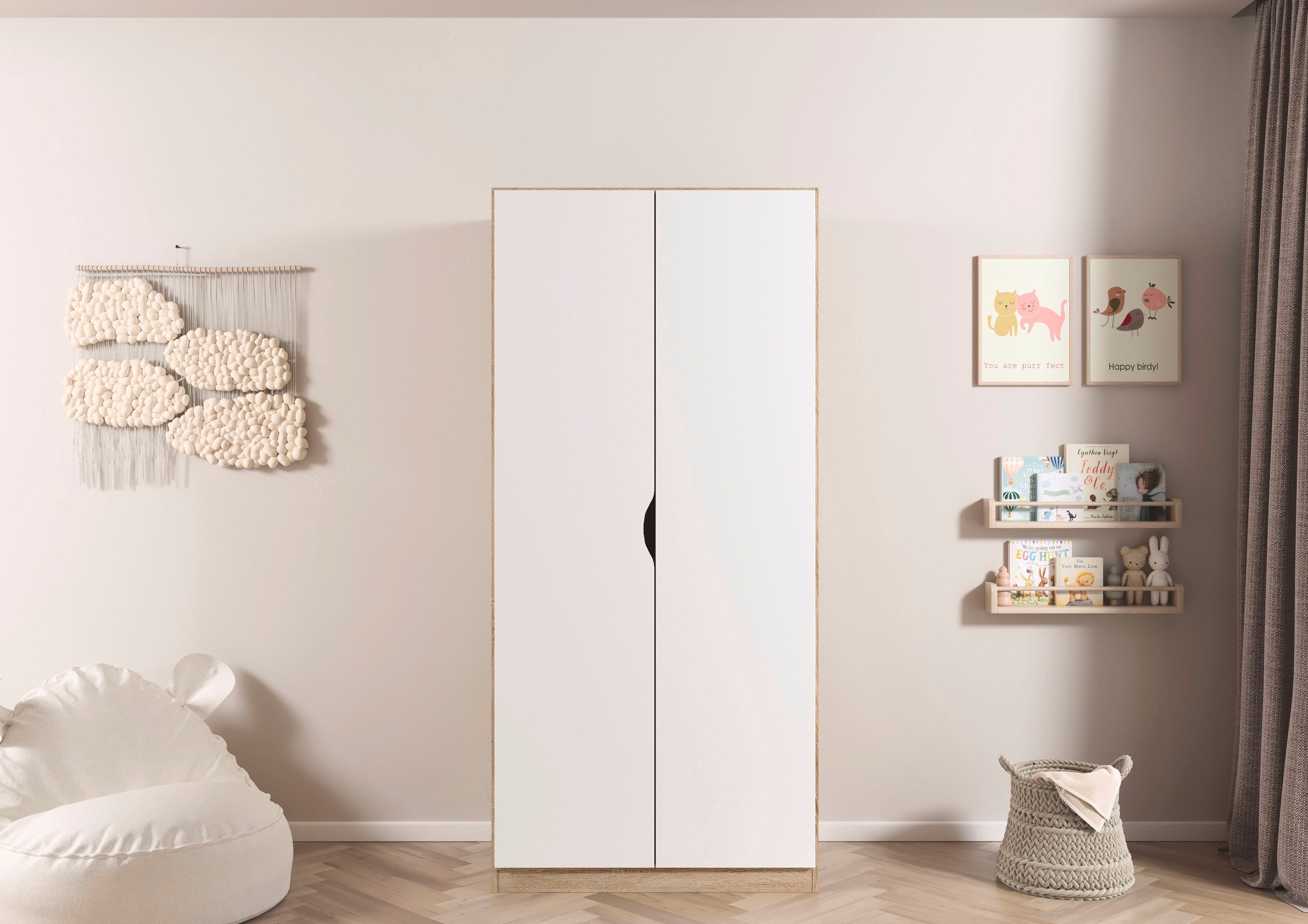 rauch Kleiderschrank Drehtürenschrank Schrank Garderobe Ankleide FREISING (Breite/Höhe/Tiefe: 91/197/54 cm) schlichtes Design mit griffloser Front und Griffmulde MADE IN GERMANY