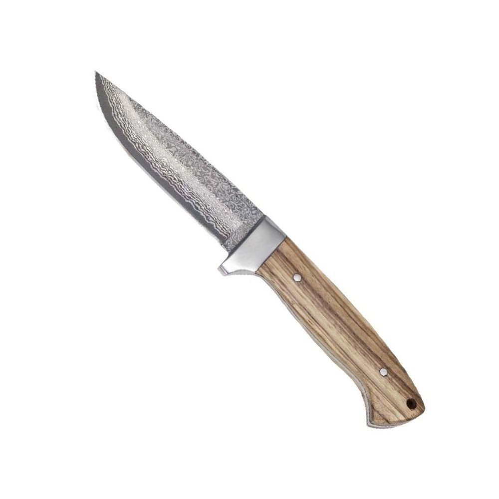 Haller Messer Universalmesser Jagdmesser Damastmesser Zebraholz mit Lederscheide | Taschenmesser