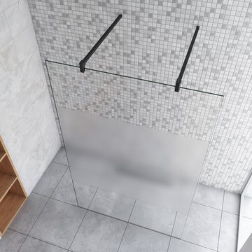 duschspa Duschwand Duschtrennwand Duschwand Walk in Dusche ESG Glas mit Milchstreifen, Einscheibensicherheitsglas, (Set), Glas