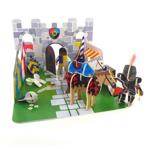 suebidou Konstruktions-Spielset 3D Spielset Ritterburg Pop Out Spiel für Kinder zum Aufbauen/Spielen