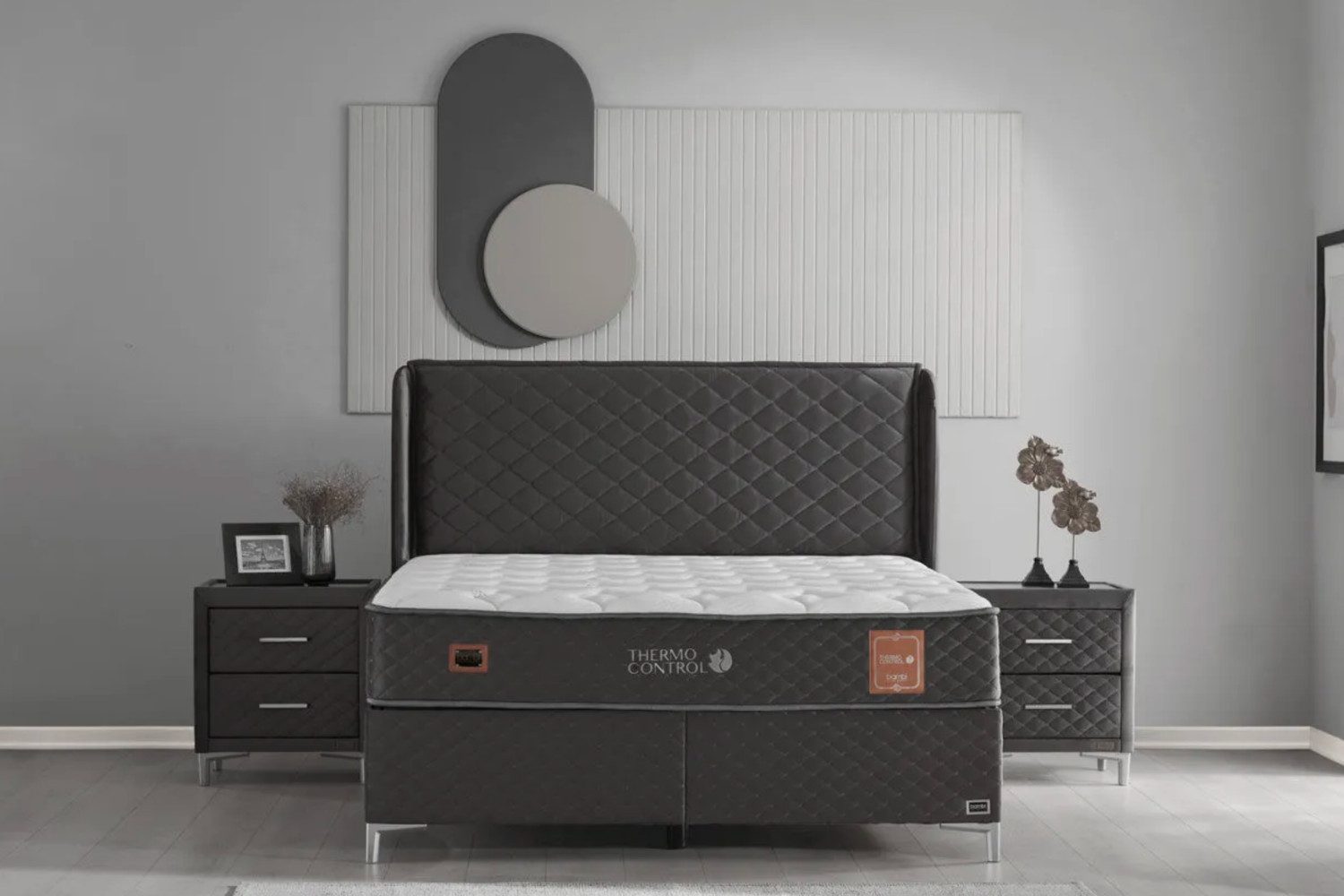 BAMBI YATAK Boxspringbett, Bambi Thermo Control, Bett mit Bettkasten 140x200 160x200 180x200 cm (Matratze mit Topper, 1 x H3 Mittelfest Matratze, 2 x Bettkasten, 1 x Bettkopfteil), Taschenfederkern, Matratzenhöhe: 29 cm