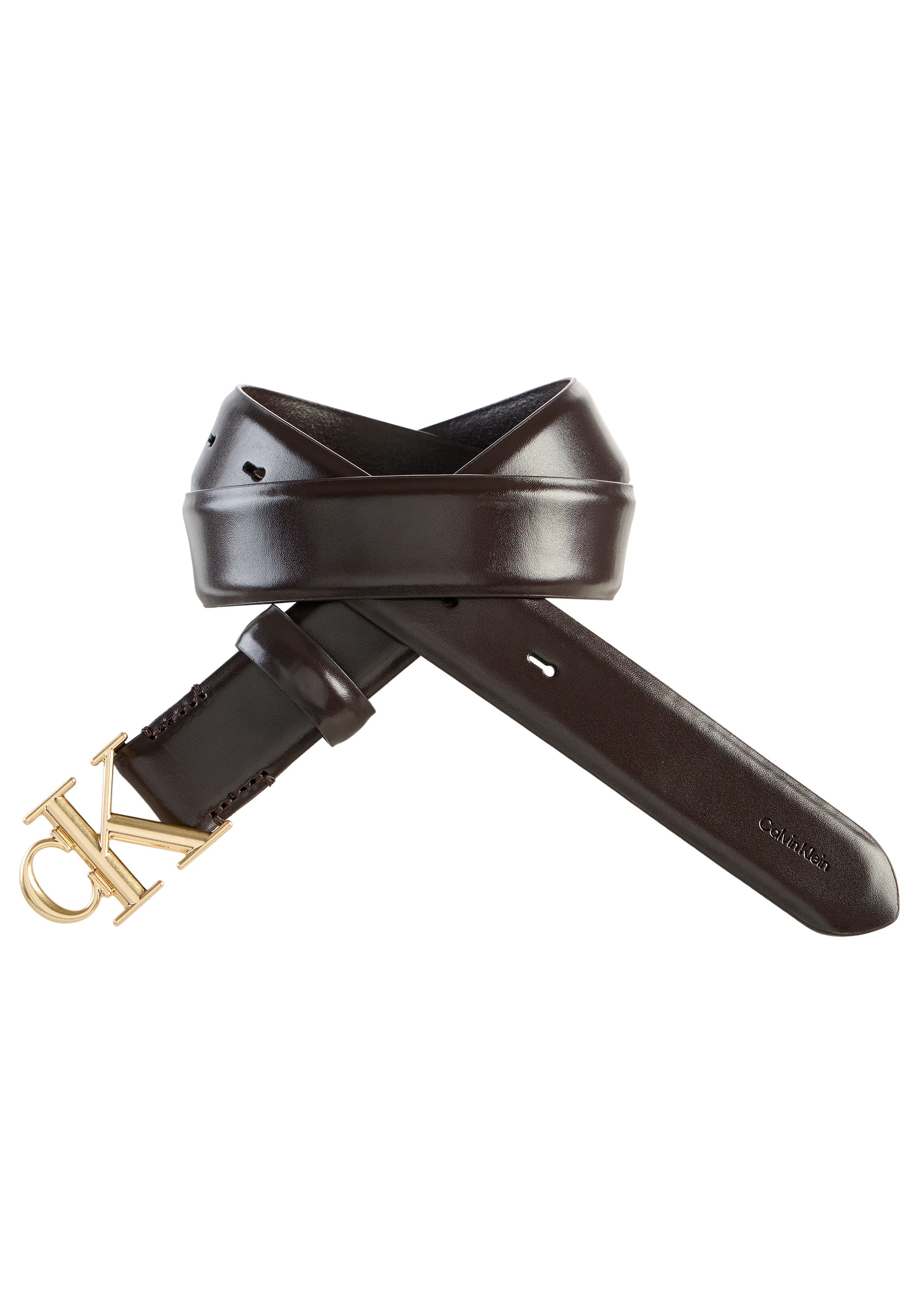 Calvin Klein Ledergürtel ROUND CK BUCKLE 30MM BELT SMOOTH Größenverstellbar mit Metallschließe