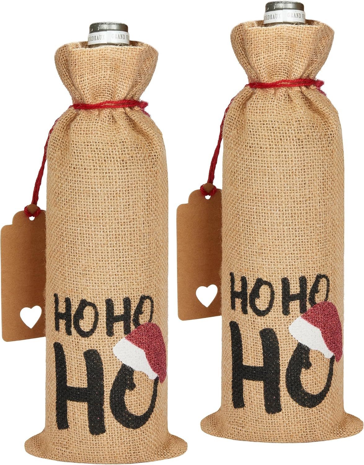 BRUBAKER Weinflaschenhalter HOHOHO mit Weihnachtsmütze, (Weintasche, günstig online kaufen