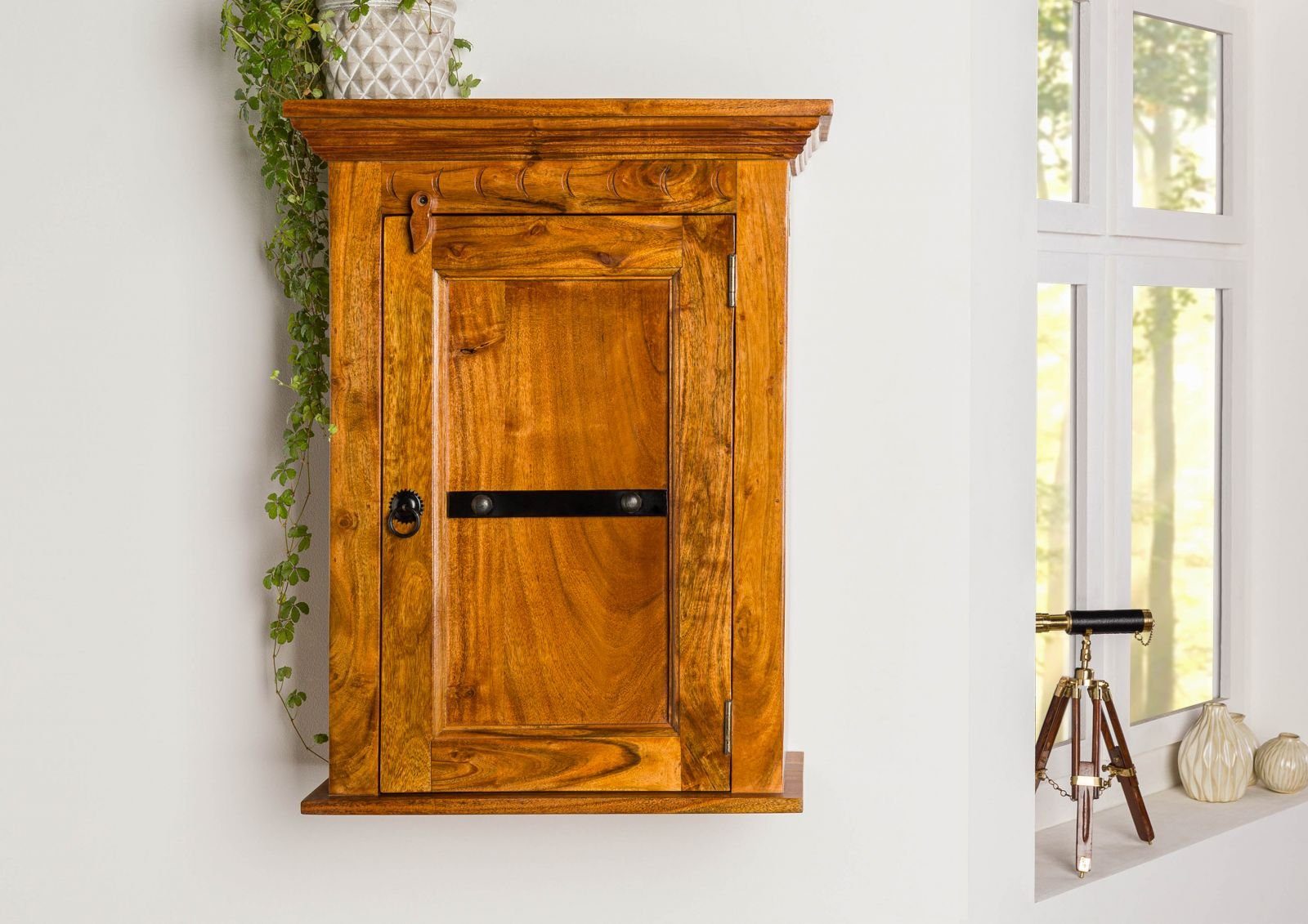 Massivmoebel24 Hängeschrank OXFORD (Hängeschrank Akazie 52x24x69 honig lackiert OXFORD #01003) Hängeschrank Akazie 52x24x69 honig lackiert OXFORD #01003