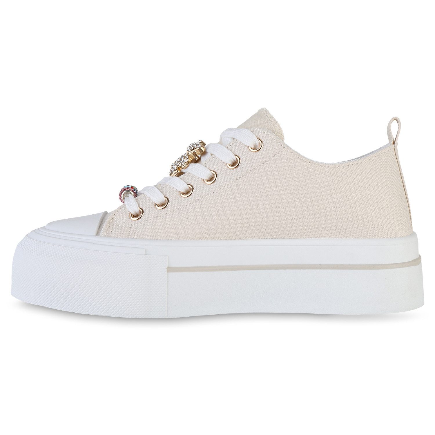 VAN HILL 841715 Plateausneaker Damen Plateau Sneaker Schnürer Strass Zierpe günstig online kaufen