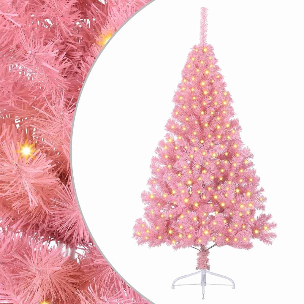 vidaXL Künstlicher Weihnachtsbaum Künstlicher vorbeleuchteter Weihnachtsbaum Rosa 180 cm PVC