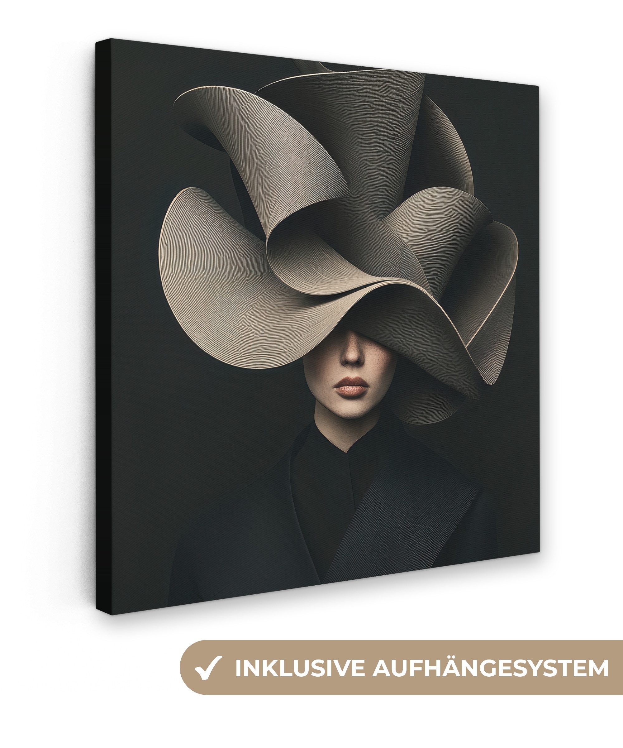 OneMillionCanvasses® Leinwandbild Schwarz - Hut - Frau, Fotodruck (1 St), W günstig online kaufen