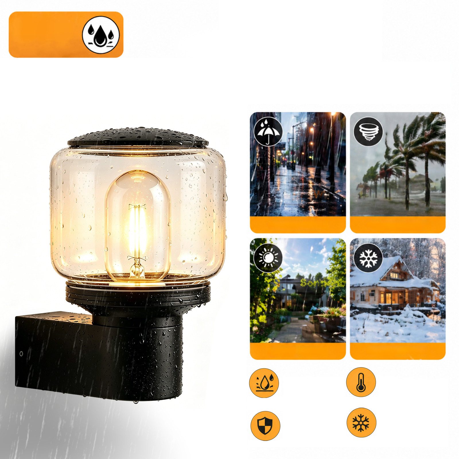 Nettlife Außen-Wandleuchte LED/E27 schwarz balkon landhaus Außen Wandlampe, ohne Leuchtmittel, für Hauswand Terrasse Balkon Eingangsbereich energiesparend langl – Bild 4 von 5