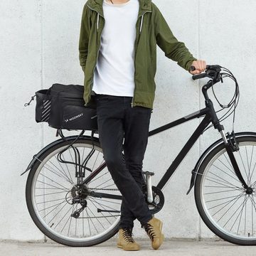 Wozinsky Fahrradtasche Fahrradträgertasche mit 9L Schultergurt (Regenschutz) Schwarz