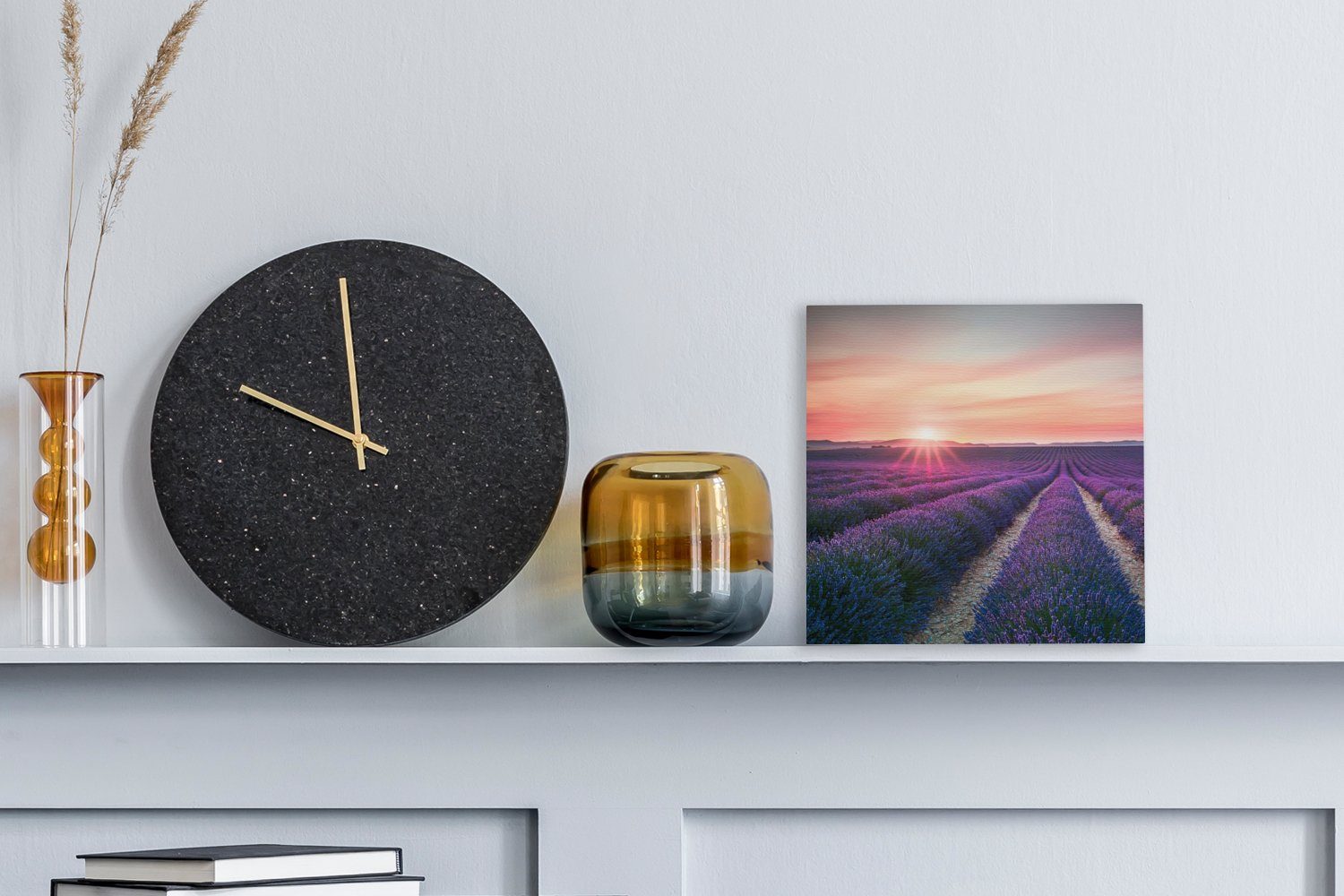 OneMillionCanvasses® Leinwandbild Lavendel - Lila - Blumen - Luft, Fotodruck (1 St), Wandbild, Deko Schlafzimmer Wohnzimmer Flur 20x20 cm