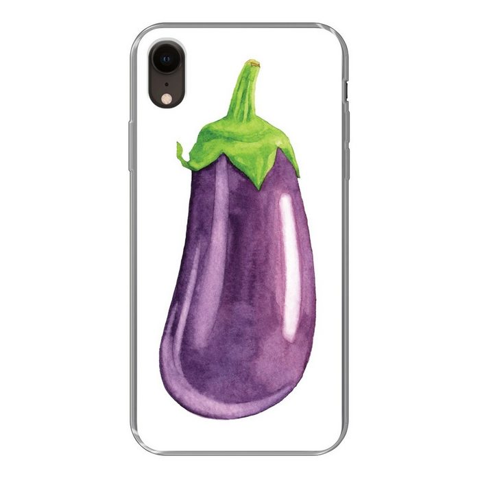 MuchoWow Handyhülle Aquarell - Aubergine - Violett Handyhülle Apple iPhone XR Smartphone-Bumper Print Handy