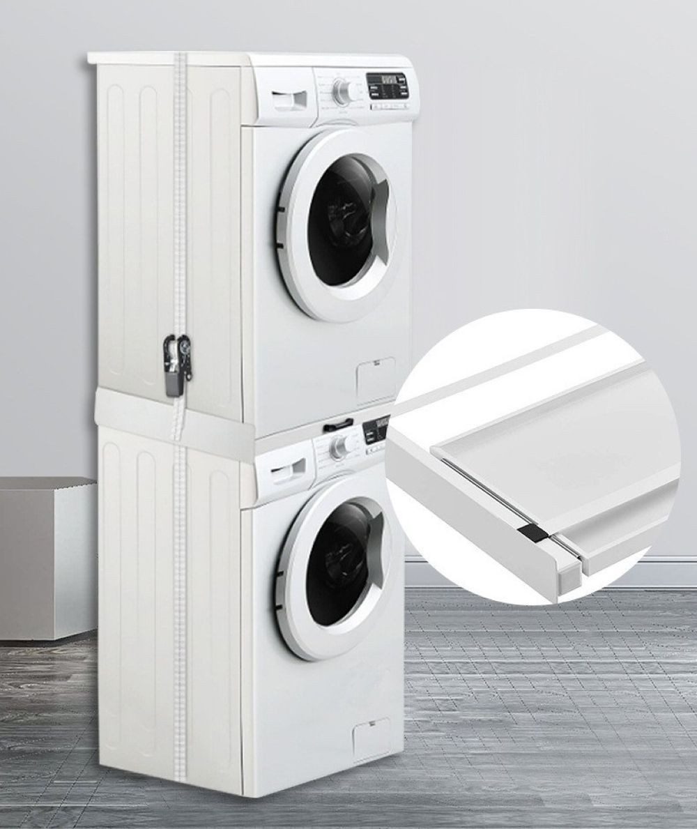 BBG Zwischenbaurahmen Zwischenbaurahmen für Waschmaschine und Trockner mit Ausziehablage (1-St., Waschmaschinen-Verbindungsrahmen 60 x 54 cm,Ablage bis 15 kg belastbar), Stahlrahmen mit Aluminiumprofilen, platzsparende Waschturm-Lösung