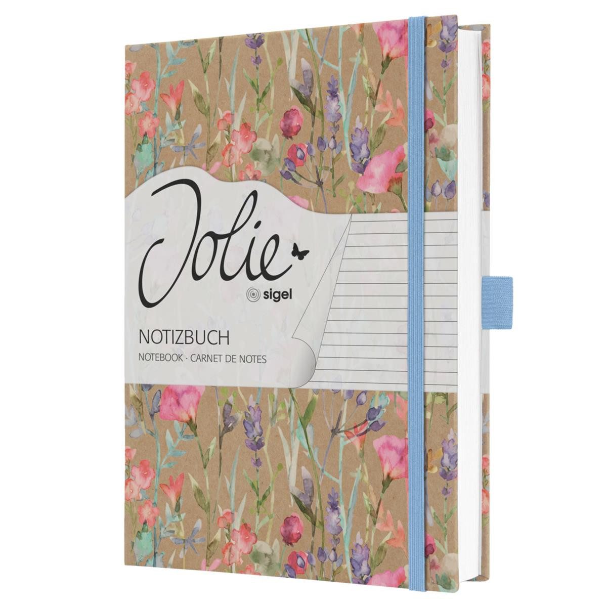 Sigel Formularblock Notizbuch JOLIE Pure Wildflowers A5 liniert braun/pink/blau/lila