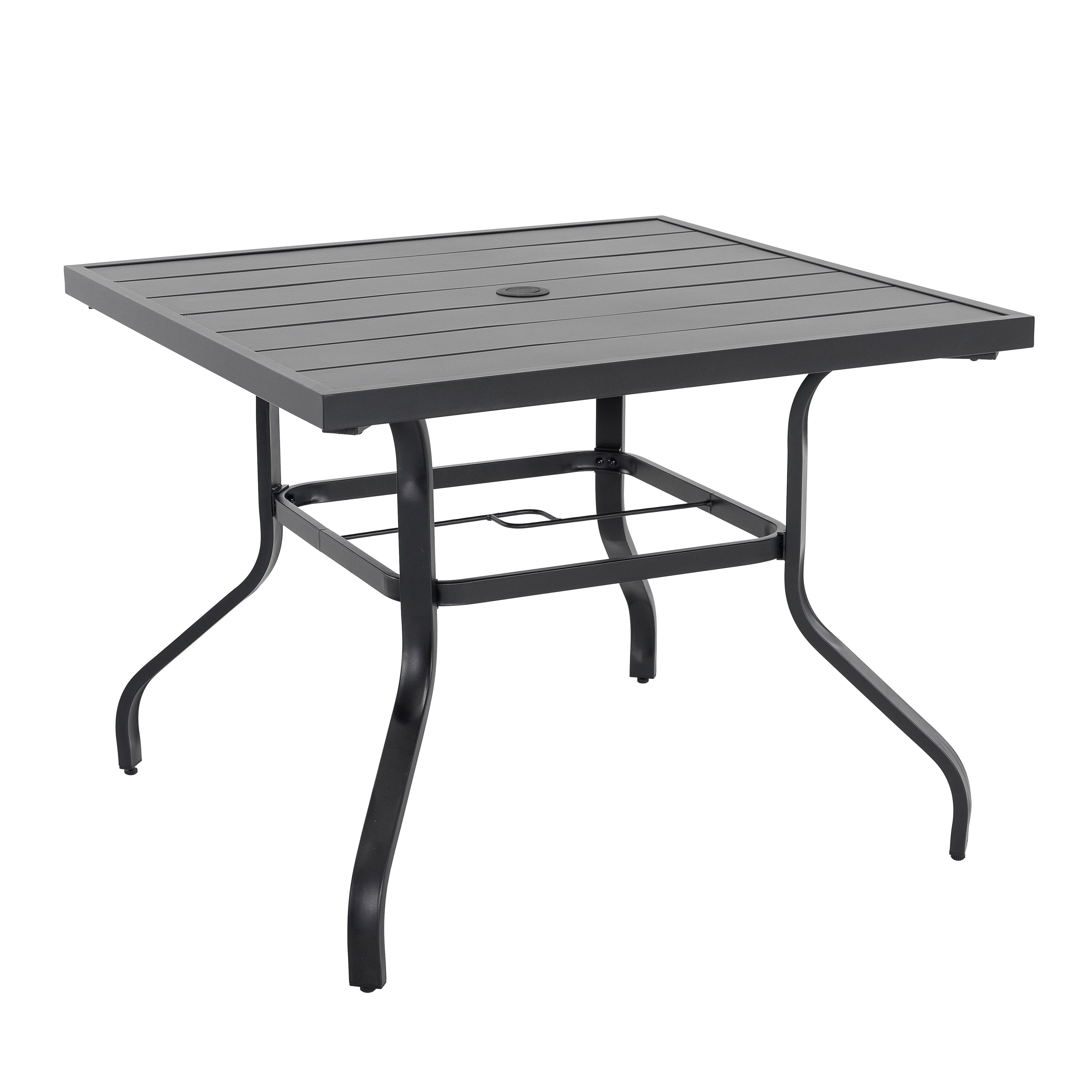 Avestar Esstisch quadratisch 94x94cm, Garten-Terrassen Tisch, stabiler Metall-Esstisch (1-St), mit Sonnenschirmloch & verstellbaren Füßen