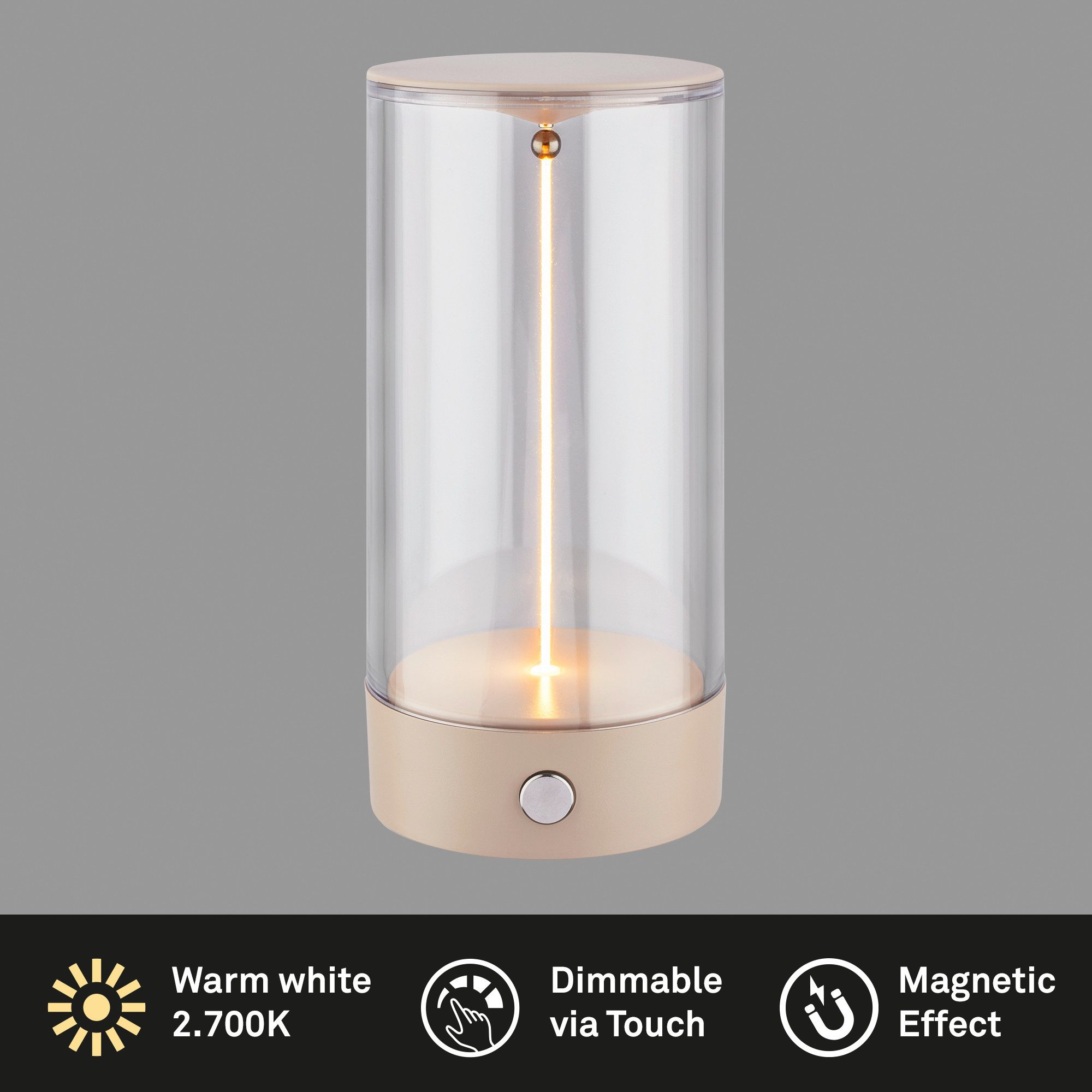 Briloner Leuchten Tischleuchte LED Tischlampe Akku USB-C Indoor Outdoor, LED fest integriert