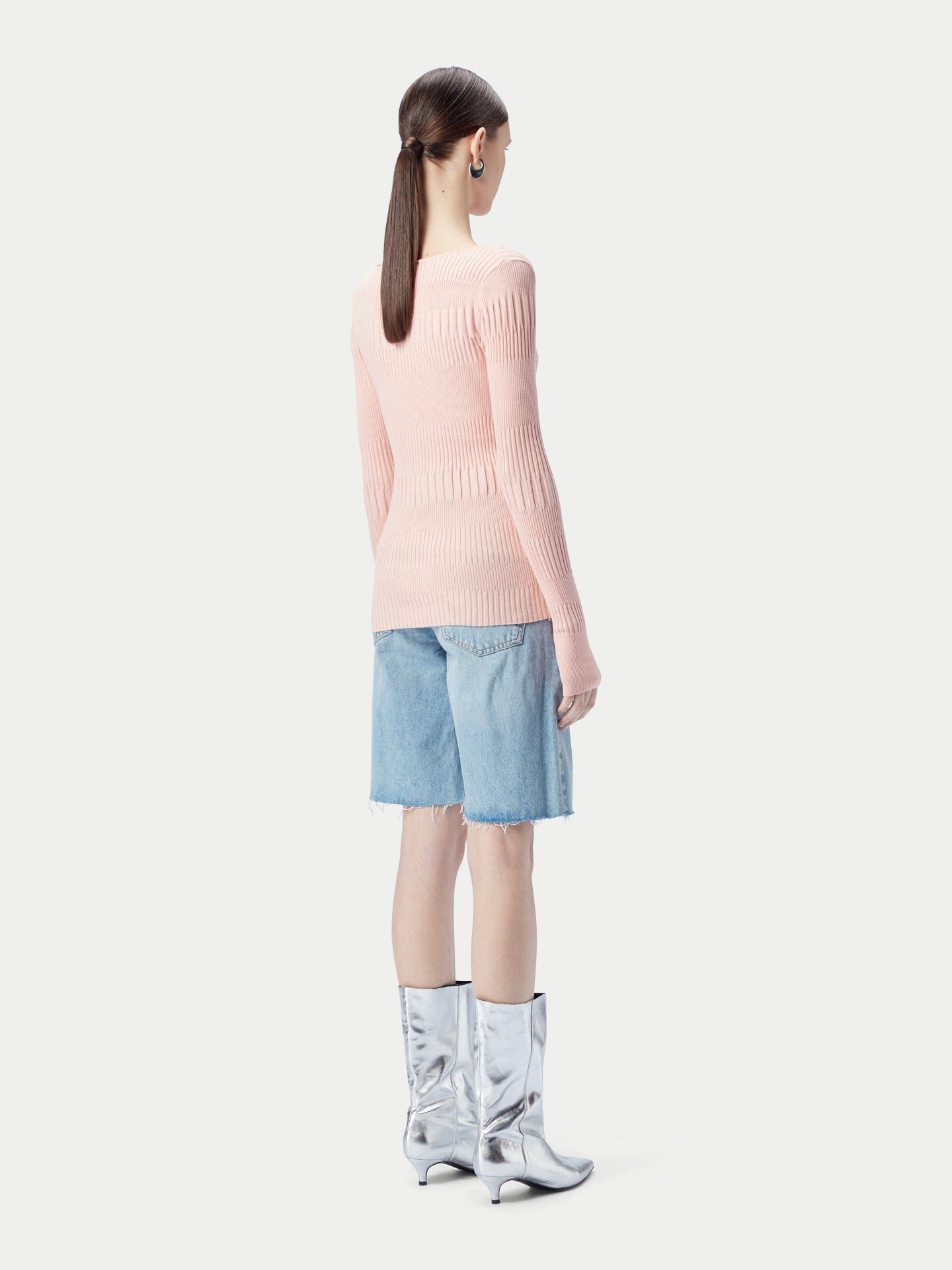 GOBI Cashmere Rundhalspullover Rippenpullover aus Baumwoll-Seiden-Kaschmir-Mischung