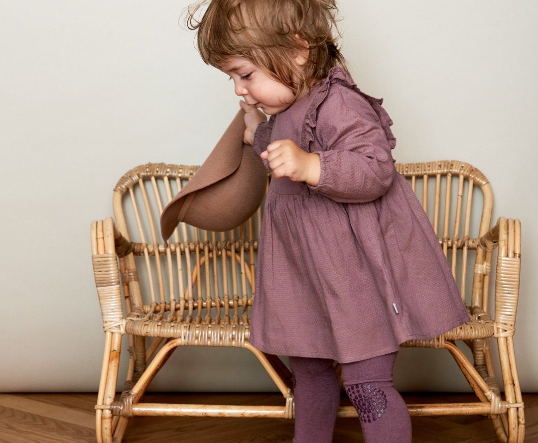 ABS an für den Krabbel Plum) Leggings Gumminoppen Leggins Knien Mädchen Baby mit mit Knieschutz GoBabyGo (Misty Leggings Kleinkinder -