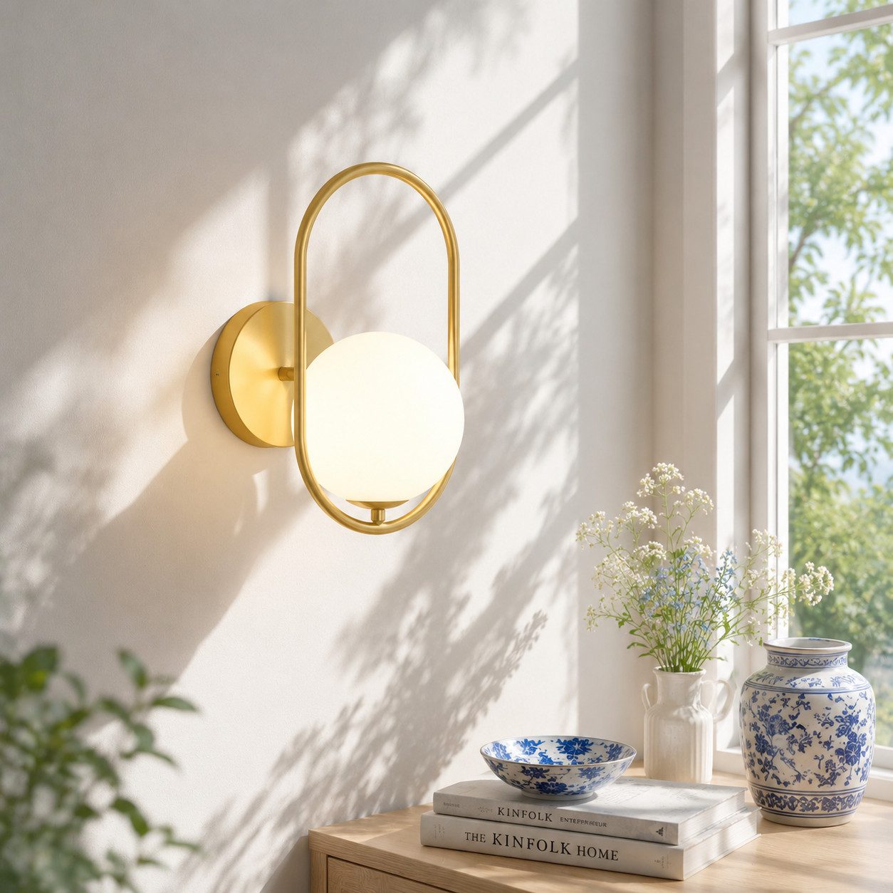 ZMH Wandleuchte Modern Innen Wandlampe aus Glas Flurlampe Gold G9, LED wechselbar, ohne Leuchtmittel